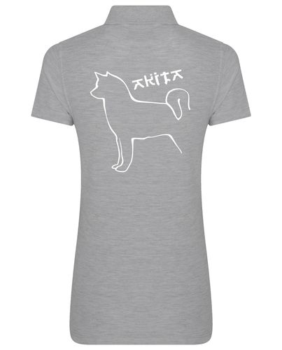 Female Akita Polo Shirt Heather Grey (White)