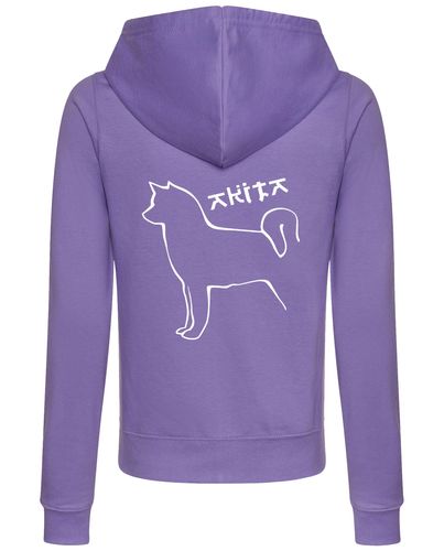 Female Akita Zipped Hoodie Lavender (White)