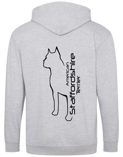 Unisex American Staffordshire Terrier Zipped Hoodie Heather Grey (Black)