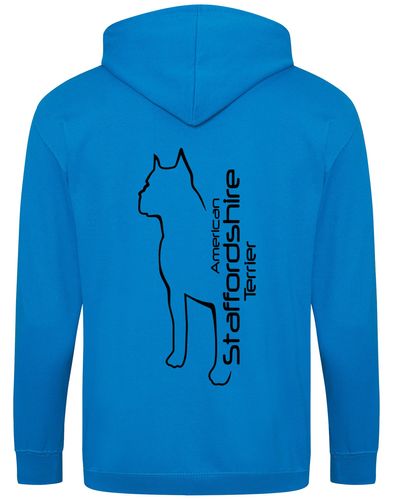 Unisex American Staffordshire Terrier Zipped Hoodie Sapphire Blue (Black)
