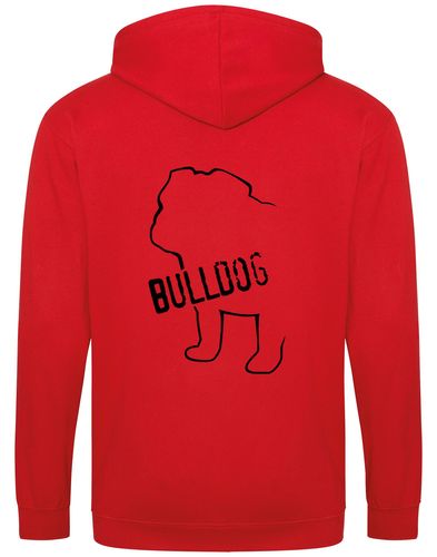 Unisex Bulldog (Body Design) Zipped Hoodie Red (Black)