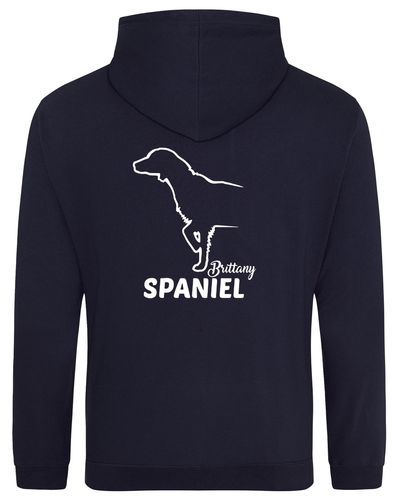 Unisex Brittany Spaniel Pullover Hoodie French Navy (White)