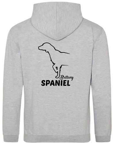 Unisex Brittany Spaniel Pullover Hoodie Heather Grey (Black)
