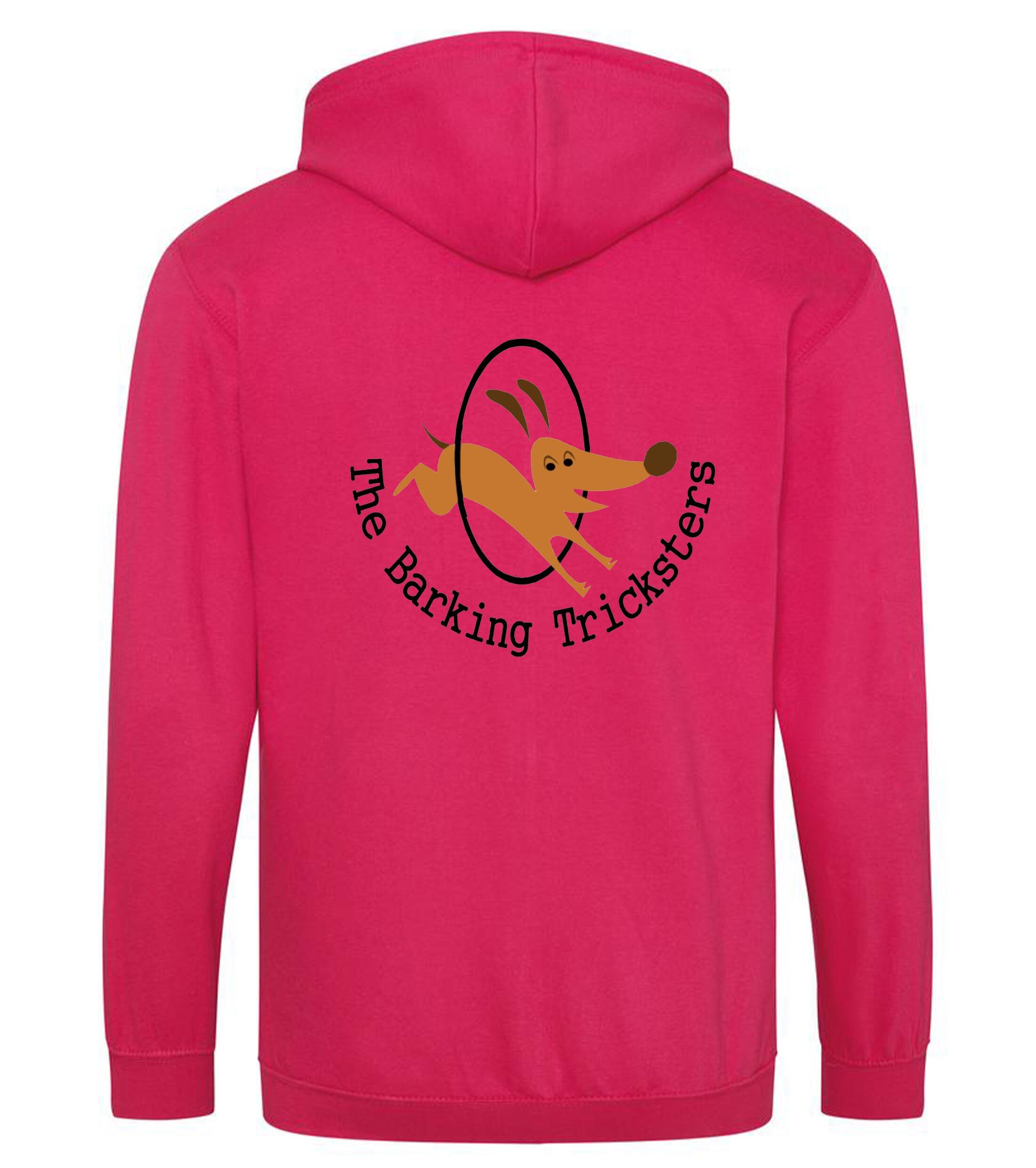 The Barking Tricksters Zipped Hoodies Hot Pink