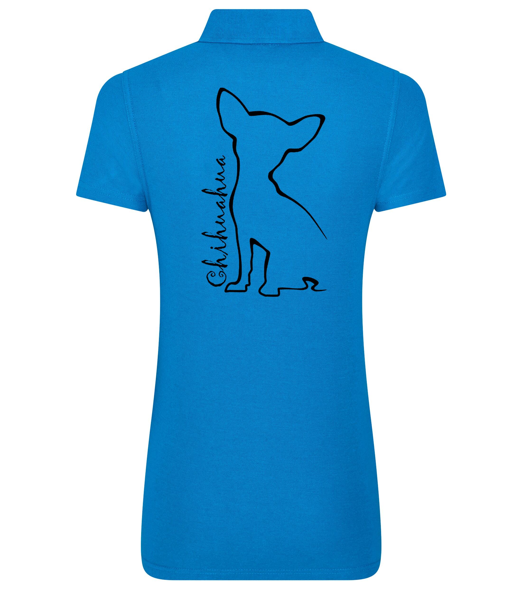 Women’s Cotton Polo with Chihuahua Outline Design – Perfect for Every Chihuahua Lover