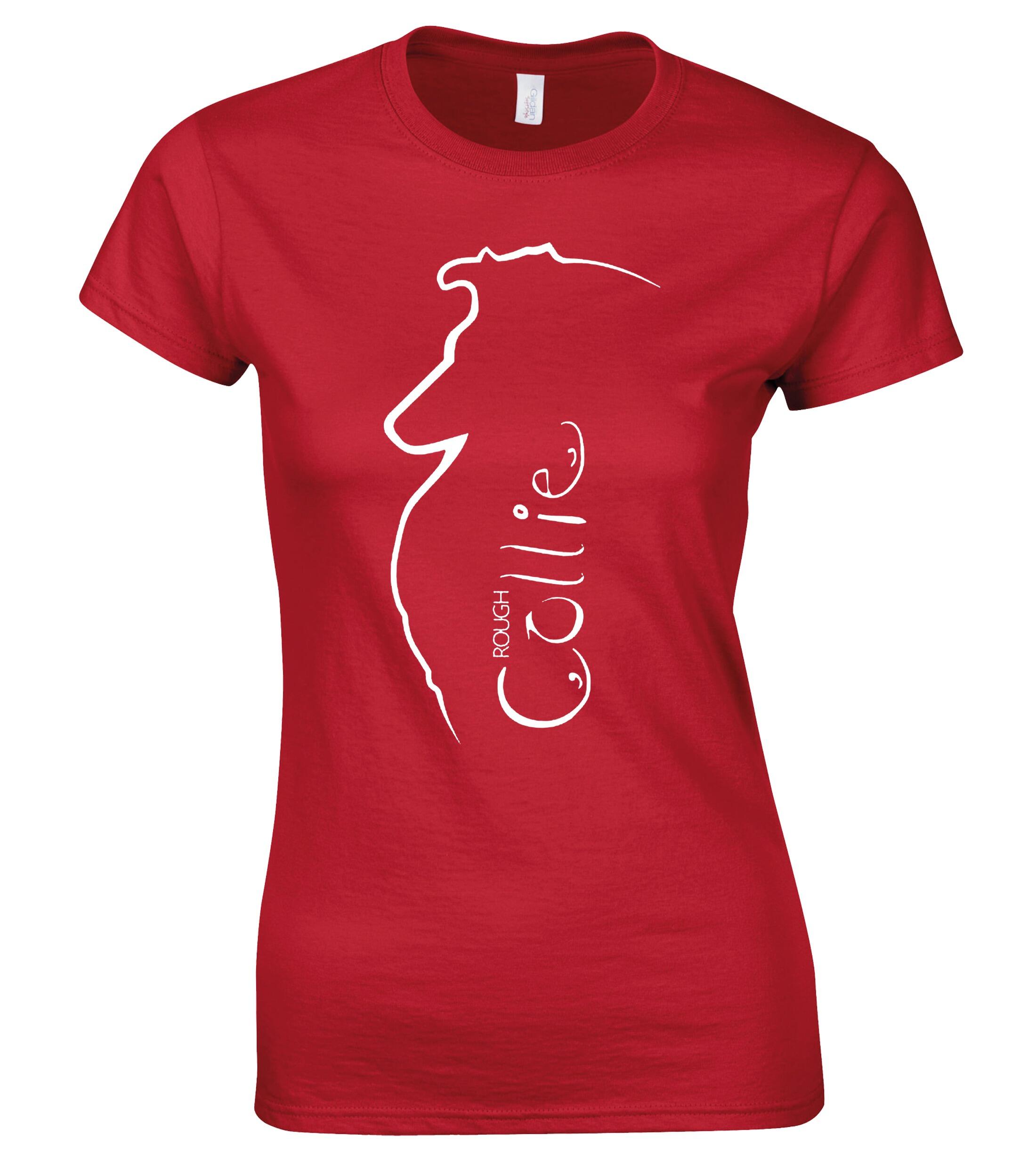 Female Roundneck T-Shirt with Collie (Rough) Dog Breed Design – Perfect for Every Rough Collie Lover