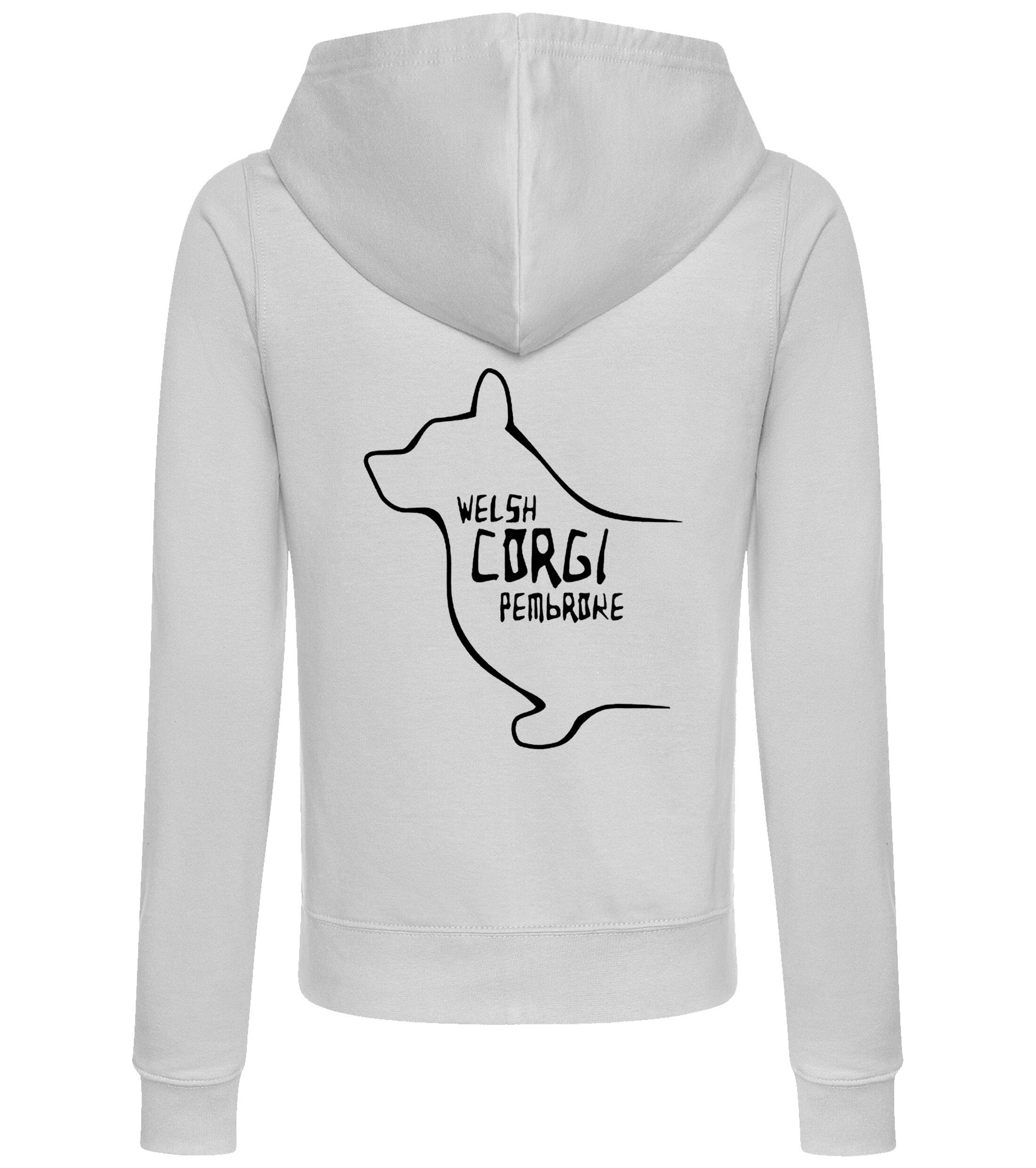 Corgi Pembroke (Welsh) Outline Women’s Zipped Hoodie – Cozy & Perfect for Corgi Pembroke Lovers