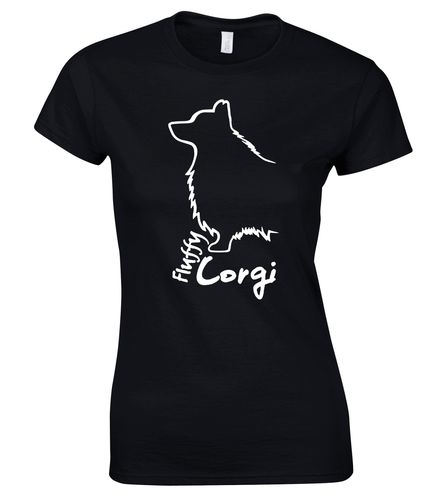 Female Roundneck T-shirt with Corgi Fluffy Dog Breed Design – Perfect for Corgi Fluffy Enthusiasts