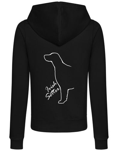 Irish Setter Women’s Zipped Hoodie featuring exclusive breed artwork, breathable fabric, and a full-zip design for comfort and style.