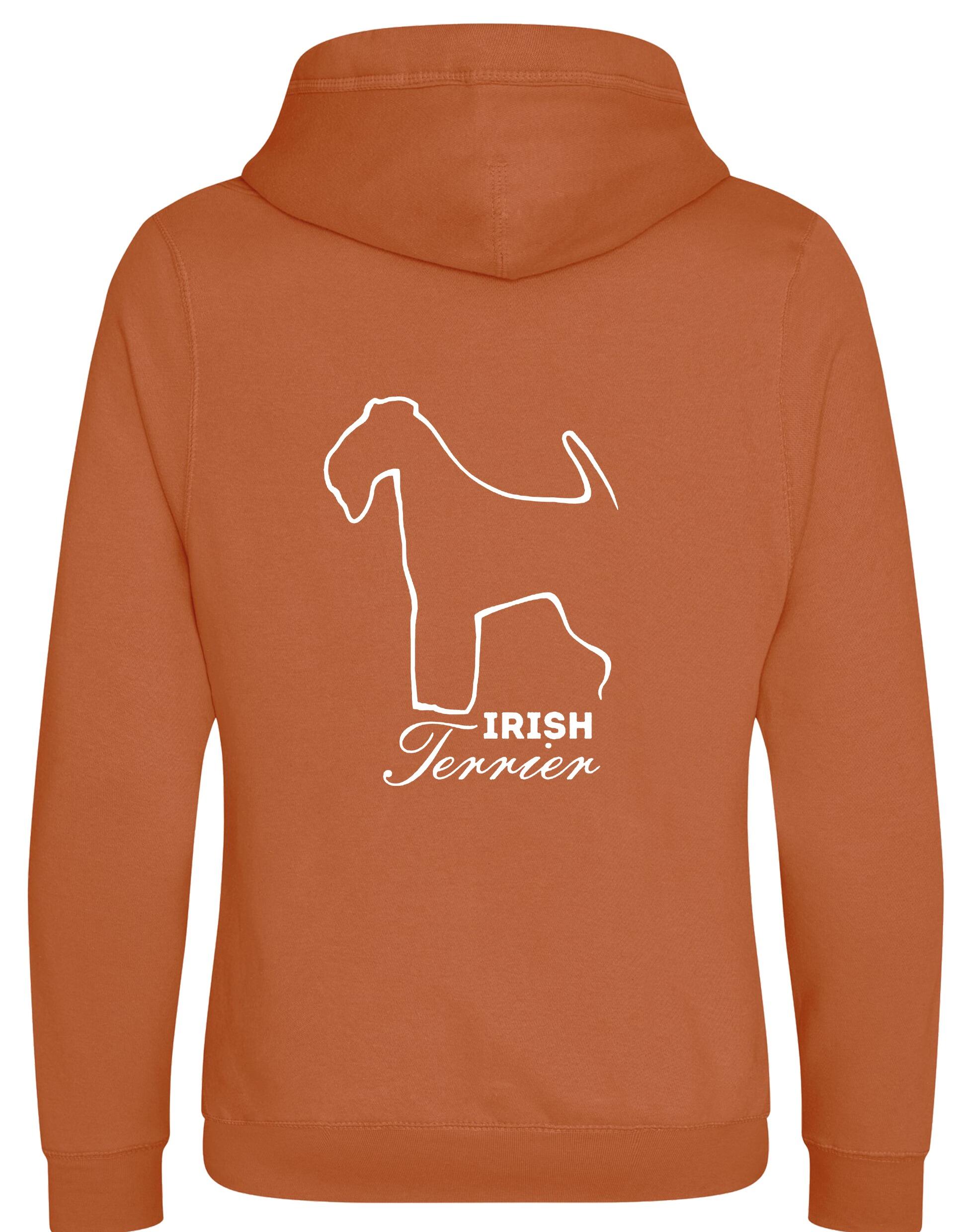 Irish Terrier Crossneck Pullover Hoodie with exclusive breed artwork, modern crossneck design, and practical kangaroo pocket.