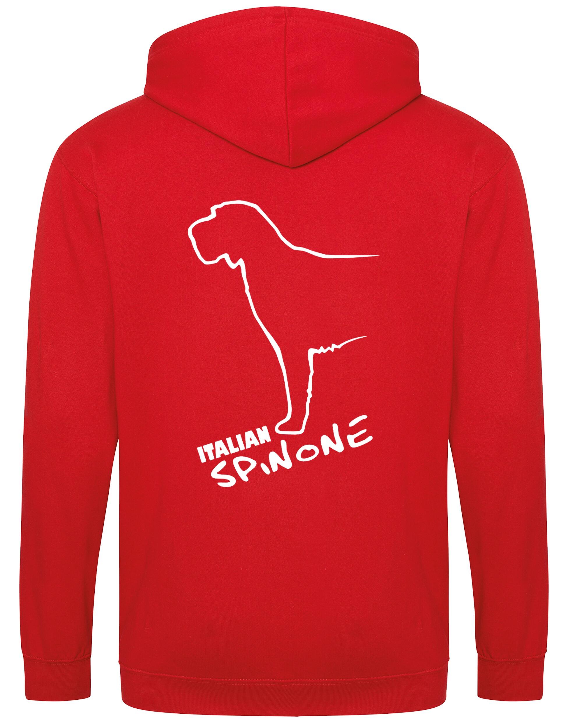 Italian Spinone zipped hoodie featuring exclusive breed artwork, personalization options, and practical details like a full-zip closure and cozy pockets.