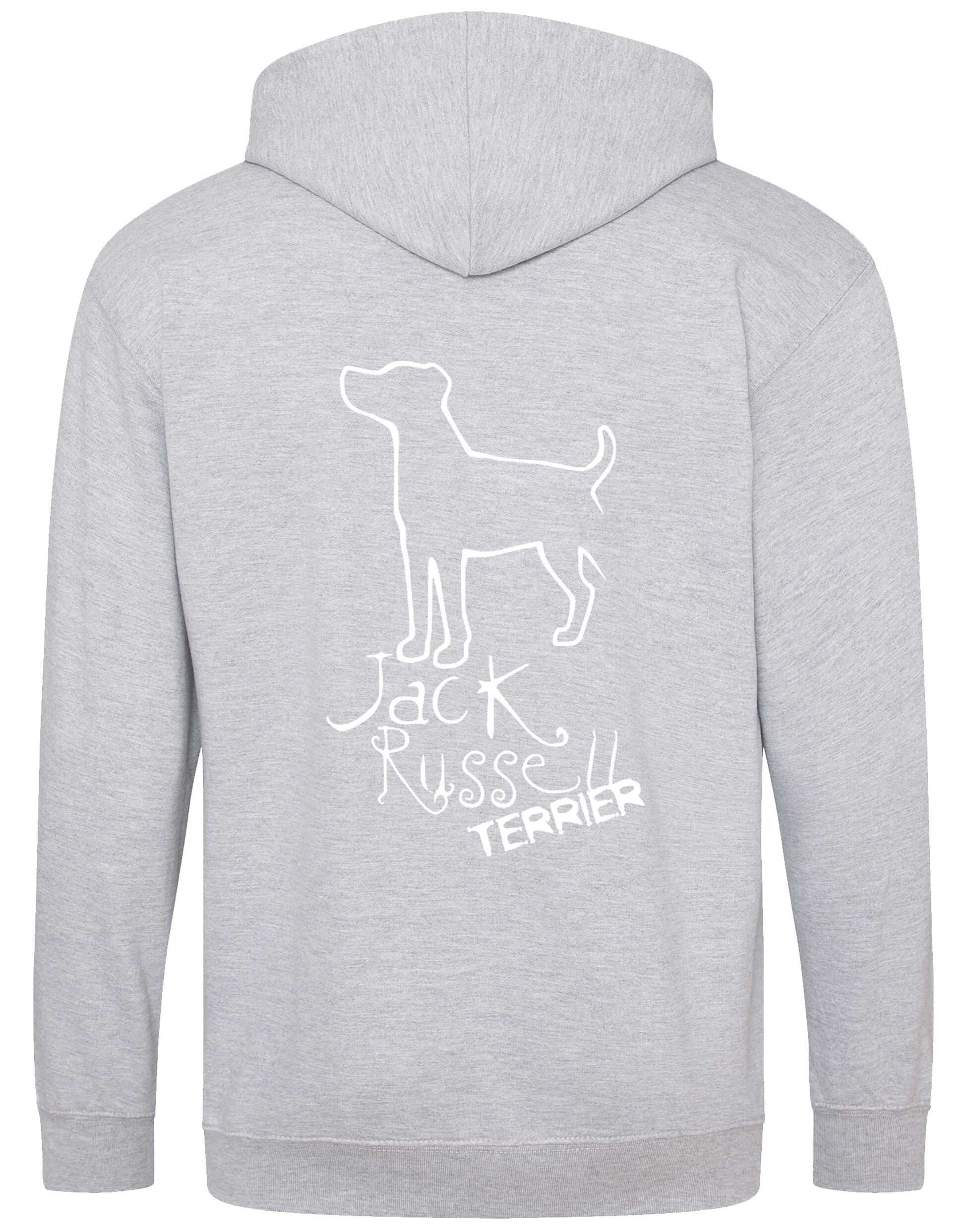 Jack Russell Terrier Zipped Hoodie with exclusive breed artwork, customizable options, and a practical full-zip design for style and comfort.