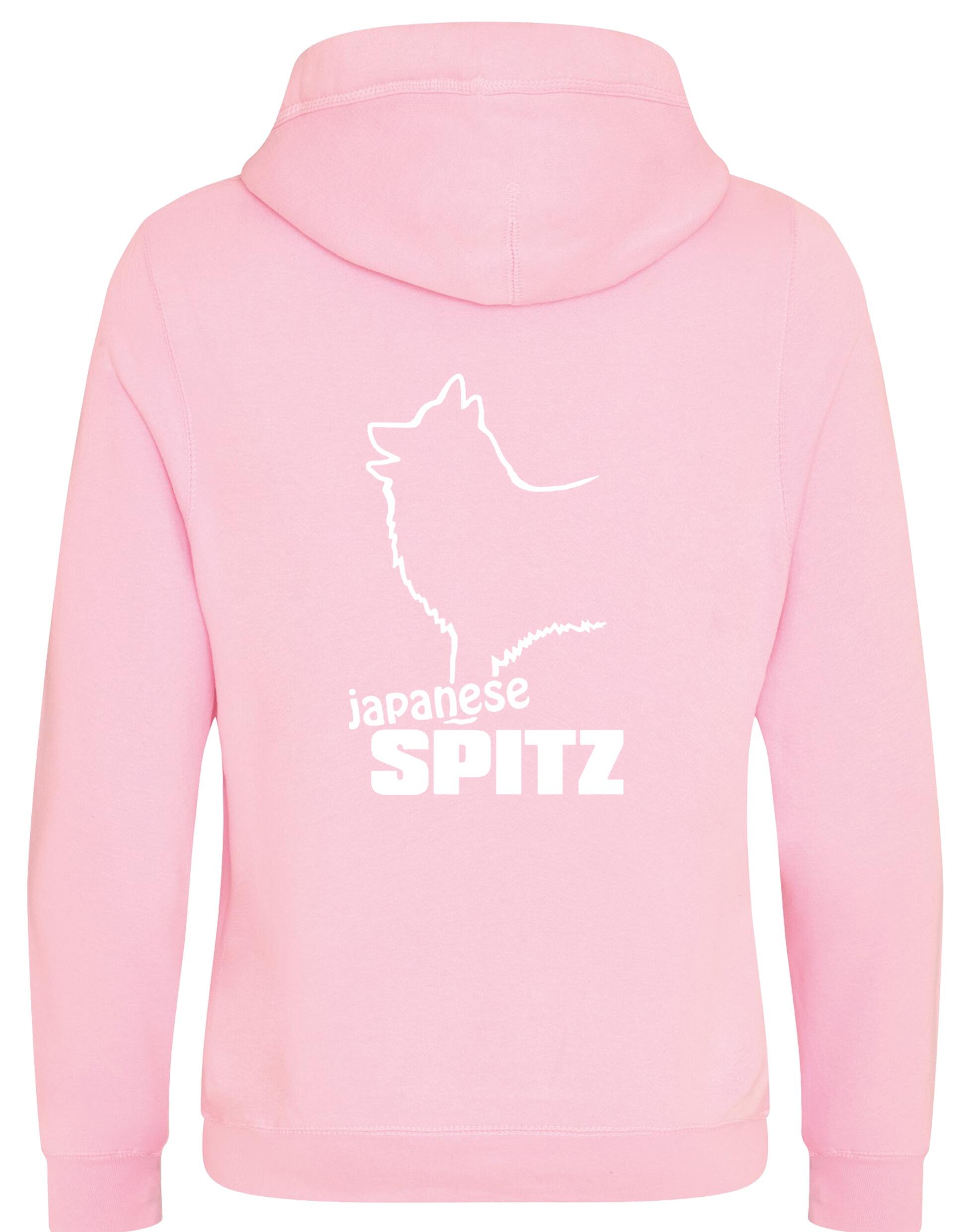 Unisex crossneck hoodie featuring exclusive Japanese Spitz artwork, designed for breed enthusiasts.