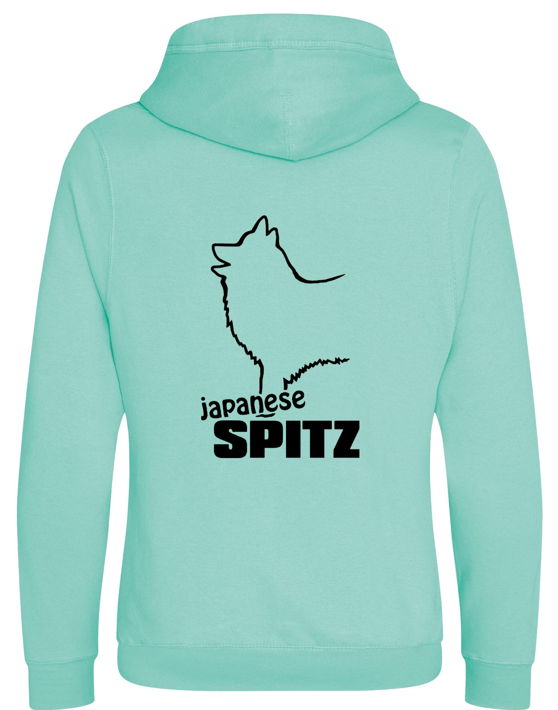 Unisex crossneck hoodie featuring exclusive Japanese Spitz artwork, designed for breed enthusiasts.