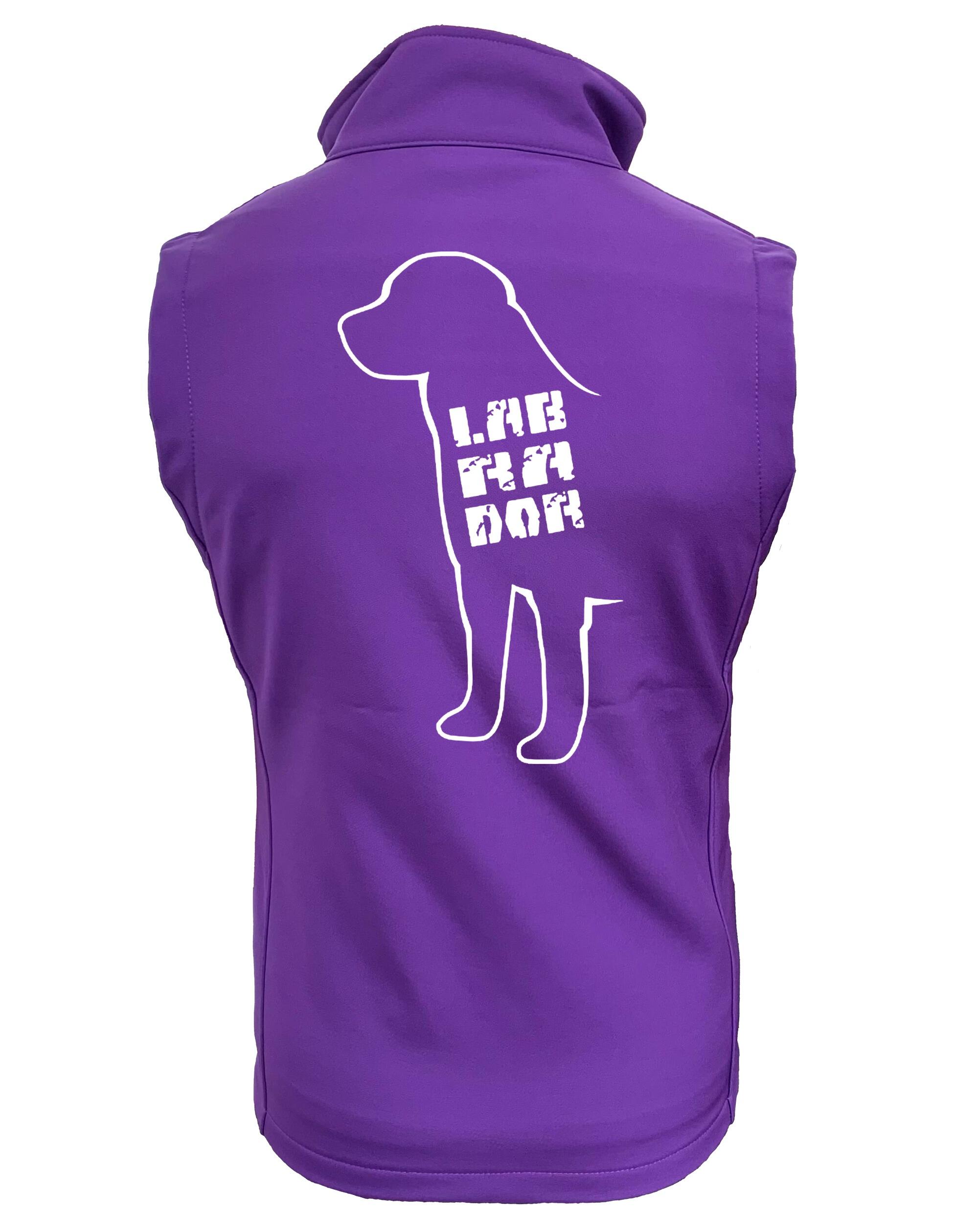 Unisex Softshell Gilet featuring exclusive Labrador design, crafted from water-resistant fabric with cozy fleece lining.
