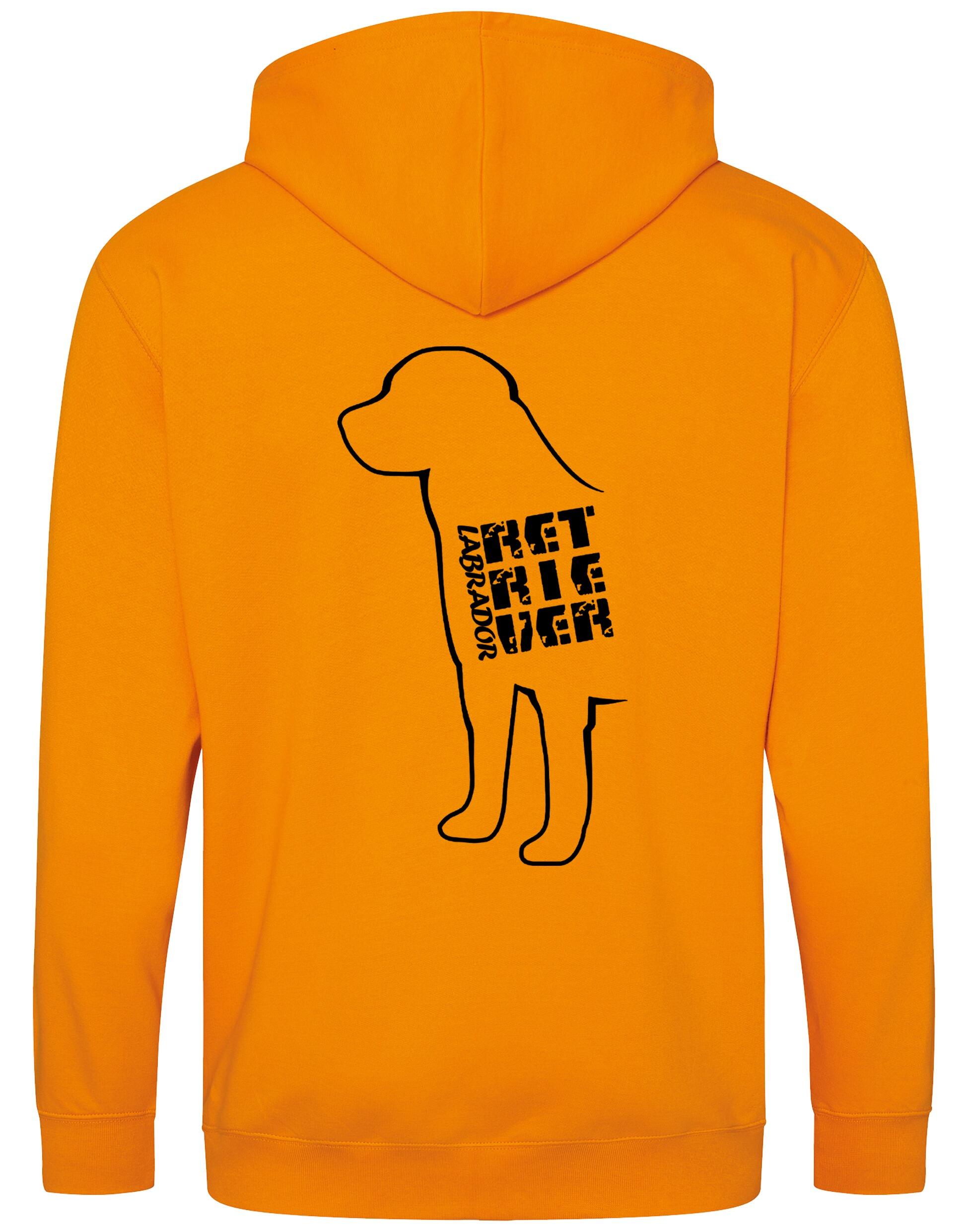 Zipped hoodie with exclusive Labrador Retriever artwork and paw print accents, crafted from durable heavy-blend fabric with a cozy fleece interior, full-zip closure, and practical pockets.