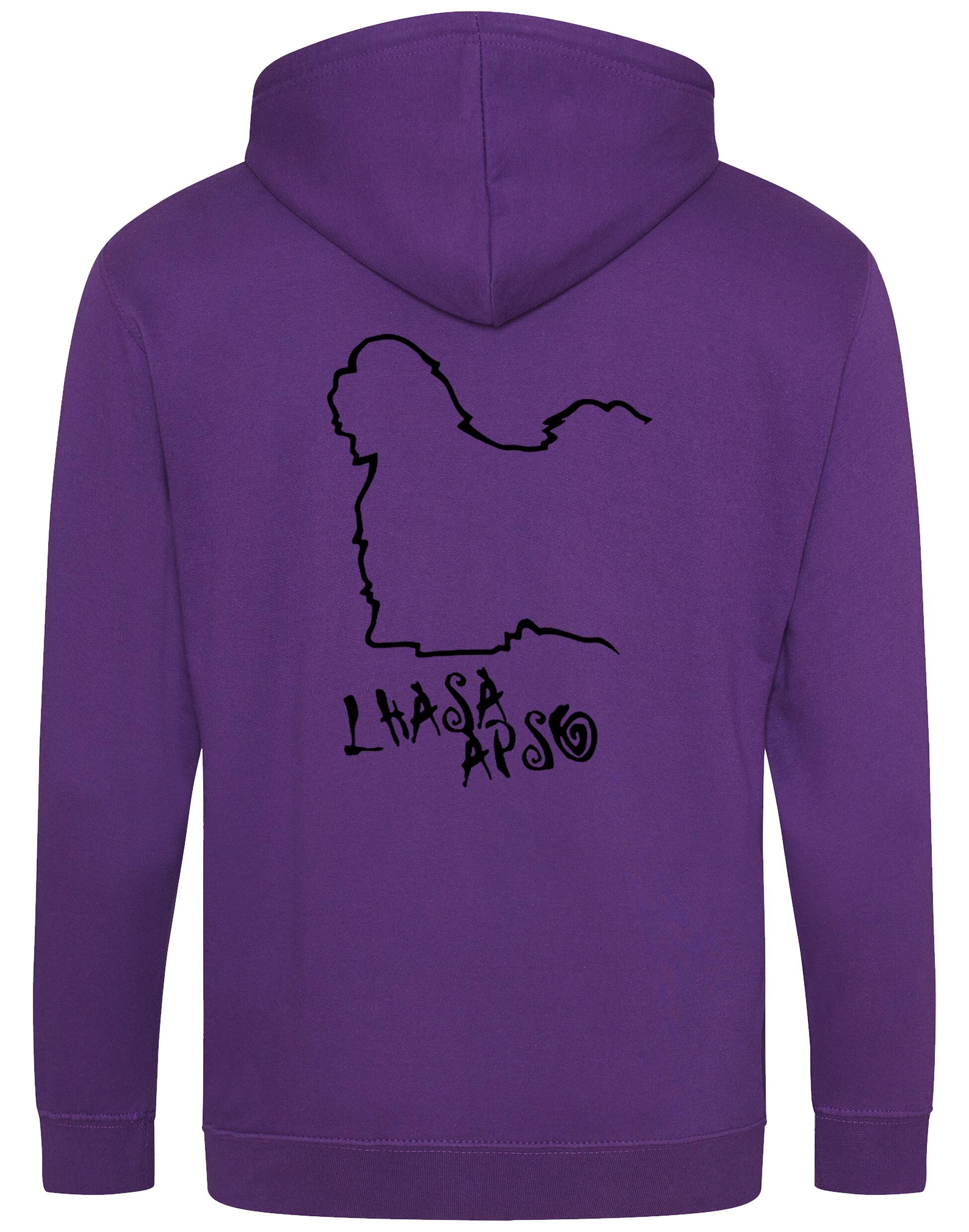 Lhasa Apso Zipped Hoodie with exclusive breed design, personalisation options, and a soft fleece interior for warmth and comfort.
