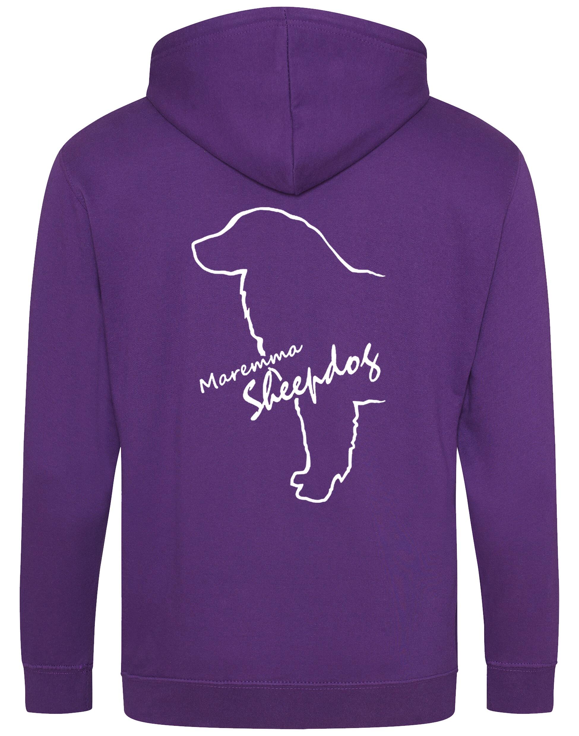 Maremma Sheepdog zipped hoodie with exclusive breed artwork, a warm fleece interior, and personalisation options.