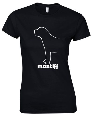 Mastiff Female Roundneck T-shirt featuring exclusive breed artwork and a flattering fit for dog lovers.