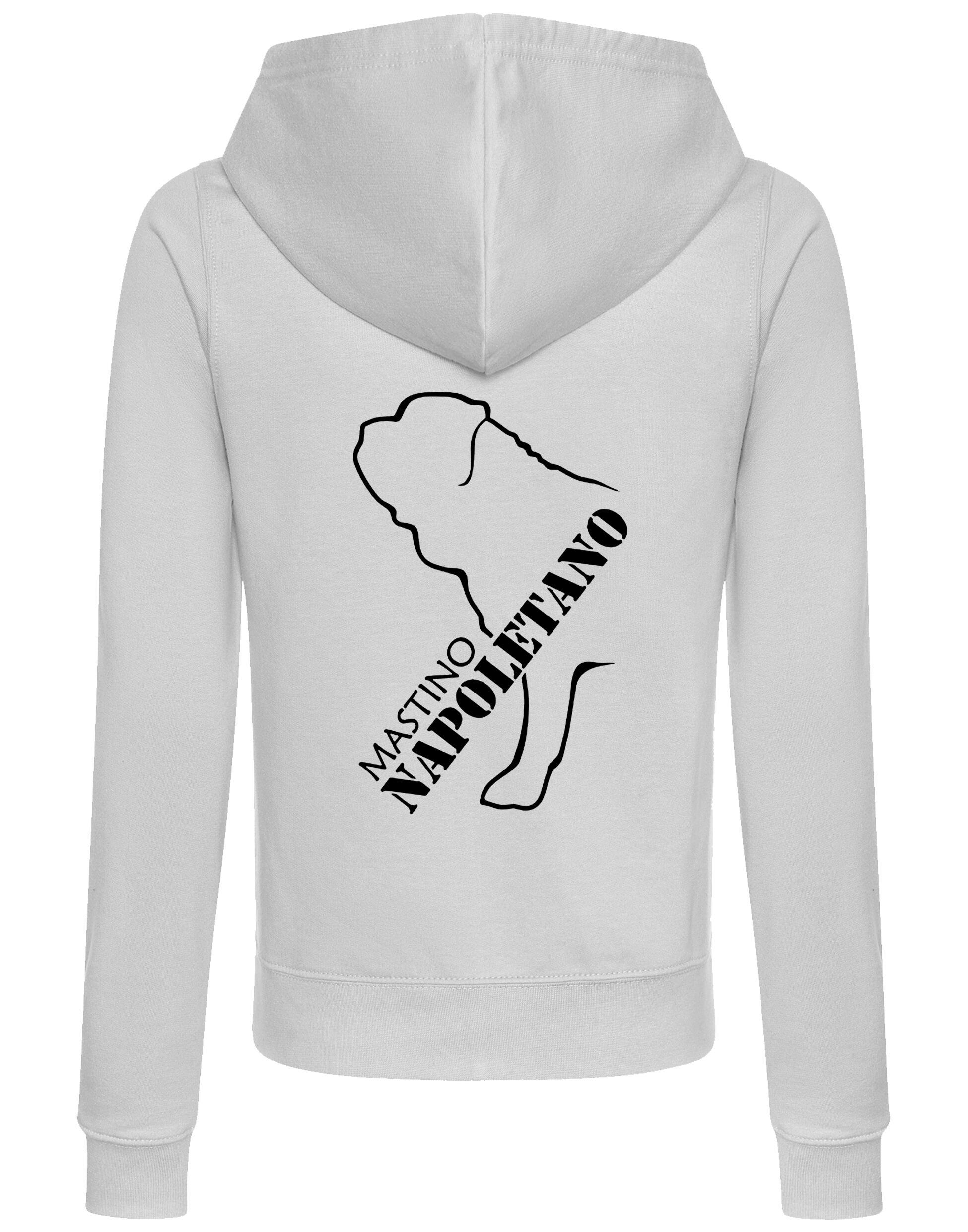 Mastino Napoletano Women’s Zipped Hoodie with exclusive breed artwork, breathable fabric, full-zip closure, and practical features for stylish comfort.
