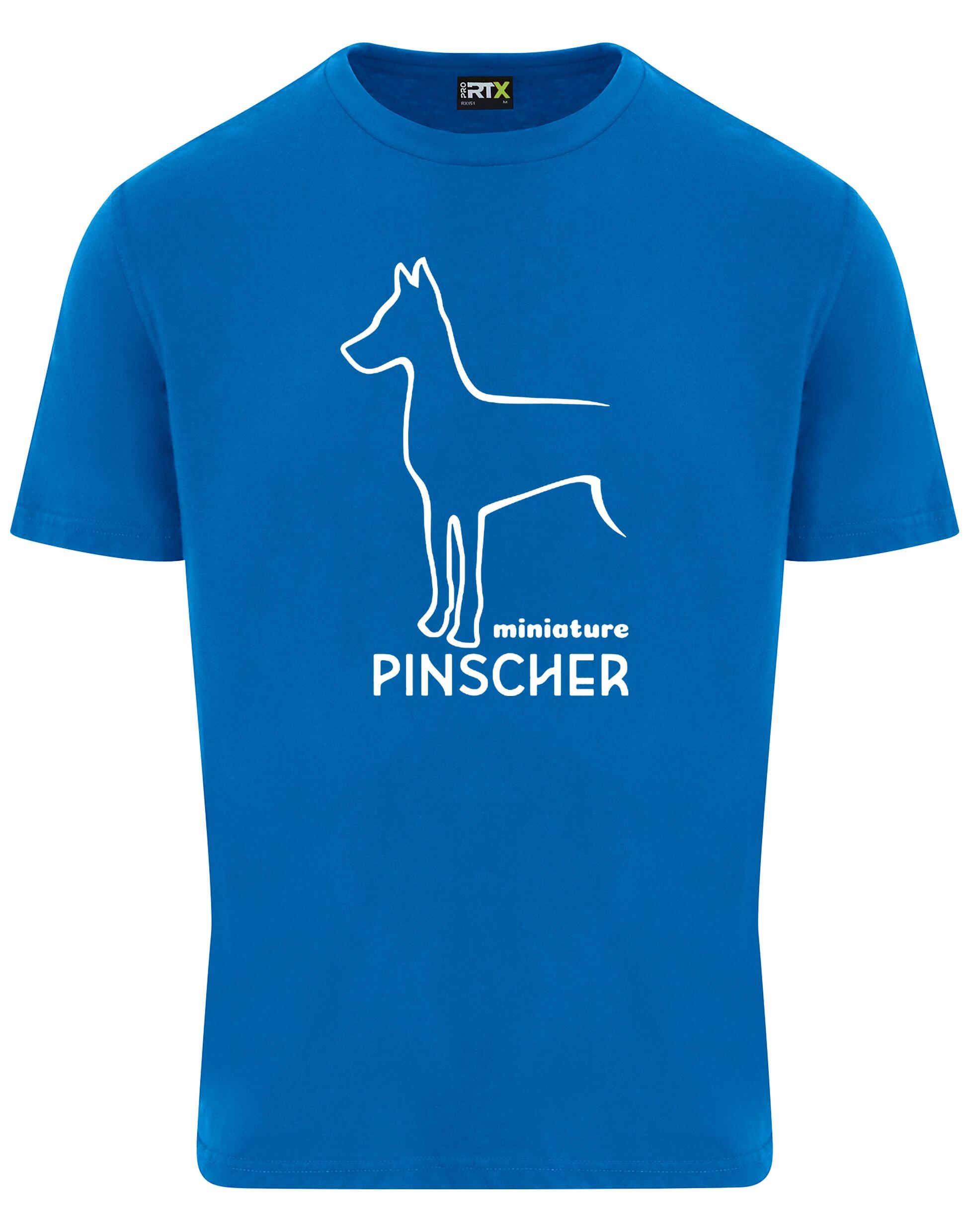 Miniature Pinscher Unisex Roundneck T-shirt with exclusive breed design, soft breathable cotton, and a relaxed fit for all-day comfort.