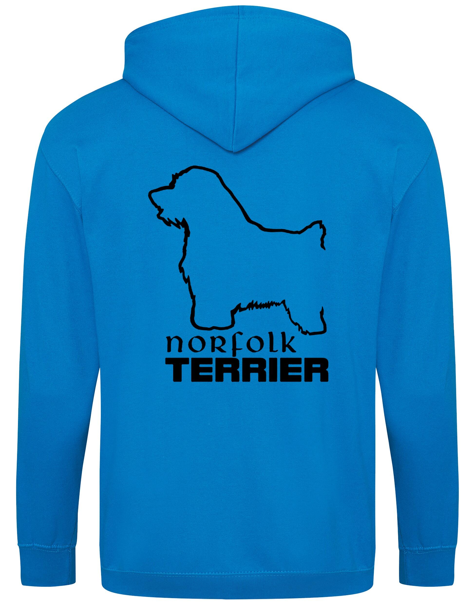 Norfolk Terrier Zipped Hoodie featuring exclusive breed artwork, heavy-blend fleece, full-zip closure, and spacious front pockets. Perfect for Norfolk Terrier lovers seeking warmth, comfort, and style.