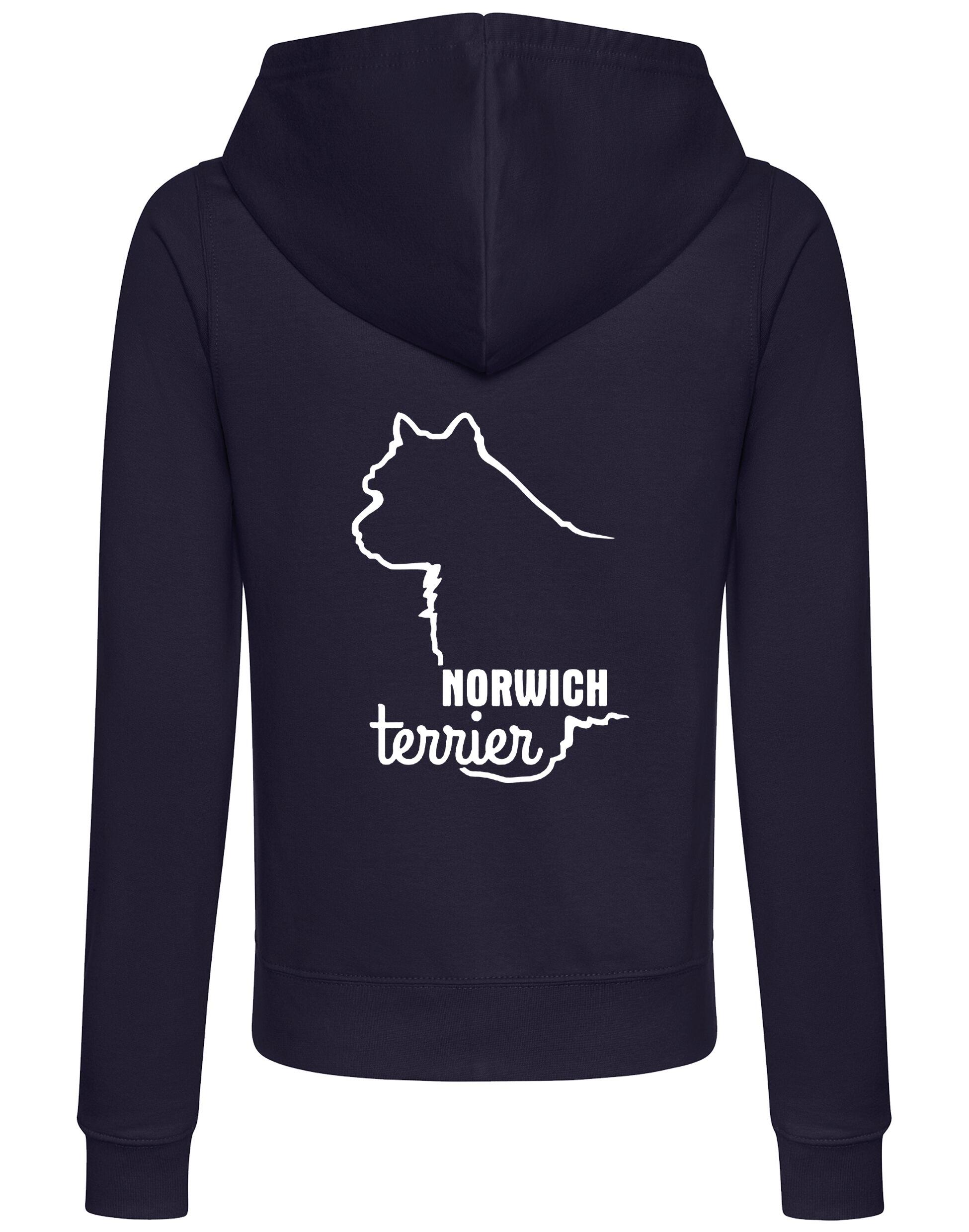 Norwich Terrier Women’s Zipped Hoodie featuring exclusive breed artwork, full-zip closure, soft fabric, and practical front pockets for comfort, style, and functionality. Ideal for Norwich Terrier lovers, dog walkers, and casual wear.
