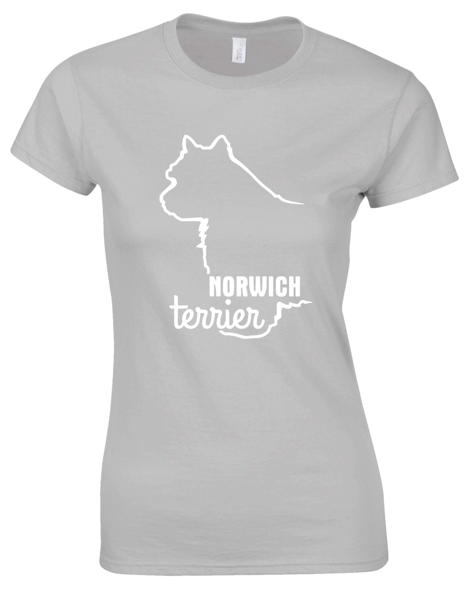 Norwich Terrier Female Roundneck T-shirt featuring exclusive breed artwork, soft cotton fabric, and a flattering feminine fit. Designed for style, comfort, and Norwich Terrier lovers—perfect for dog walks, breed events, or casual wear.