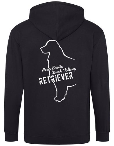 Soft and breathable Nova Scotia Duck Tolling Retriever zipped hoodie featuring a detailed breed design on the back. Includes a full-zip closure, cozy hood, and spacious front pockets for warmth and practicality. Perfect for breed enthusiasts, casual wear, and outdoor adventures.