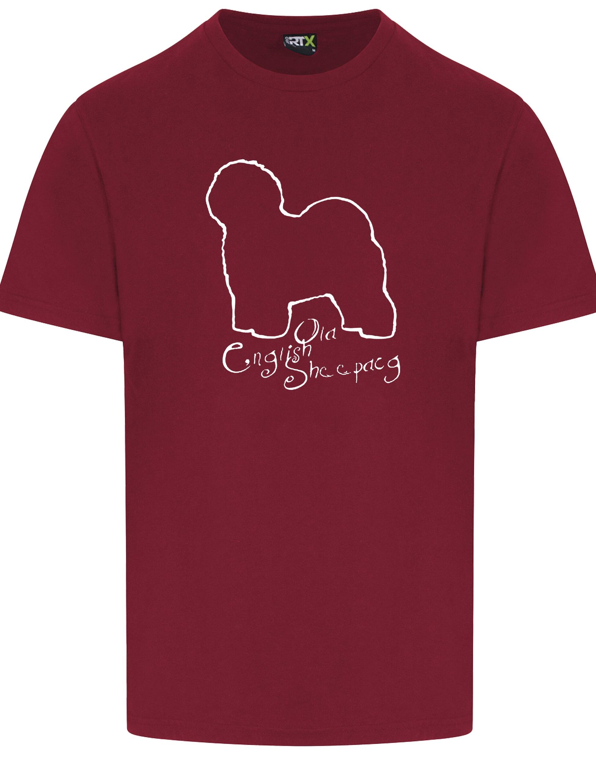Old English Sheepdog Unisex Roundneck T-shirt – lightweight cotton fabric, relaxed fit, and exclusive breed artwork. A comfortable and stylish choice for dog lovers.