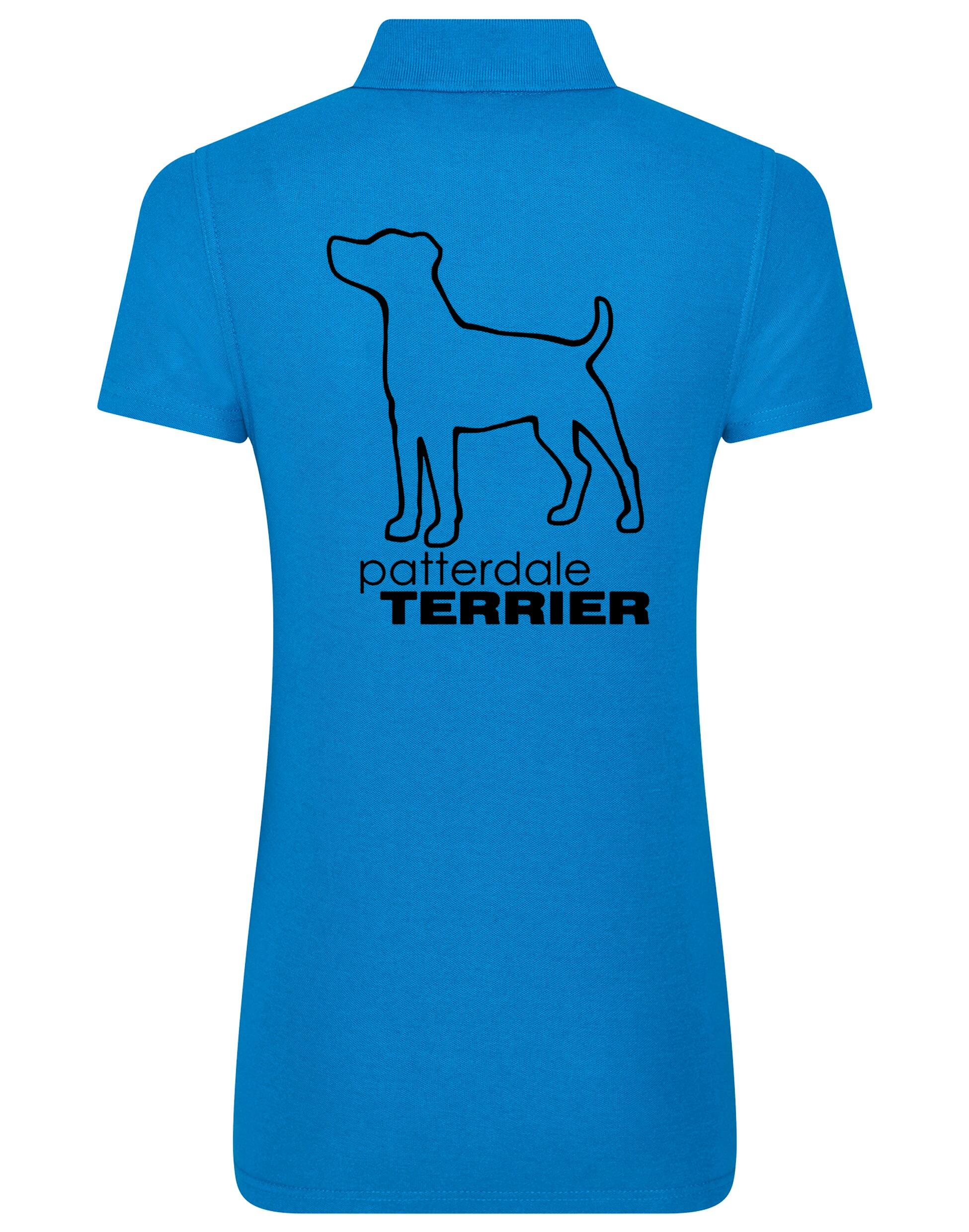 Patterdale Terrier Women’s Cotton Polo – lightweight, breathable cotton polo featuring exclusive Patterdale Terrier artwork on the back, a structured collar, and a tailored feminine fit for comfort and style.