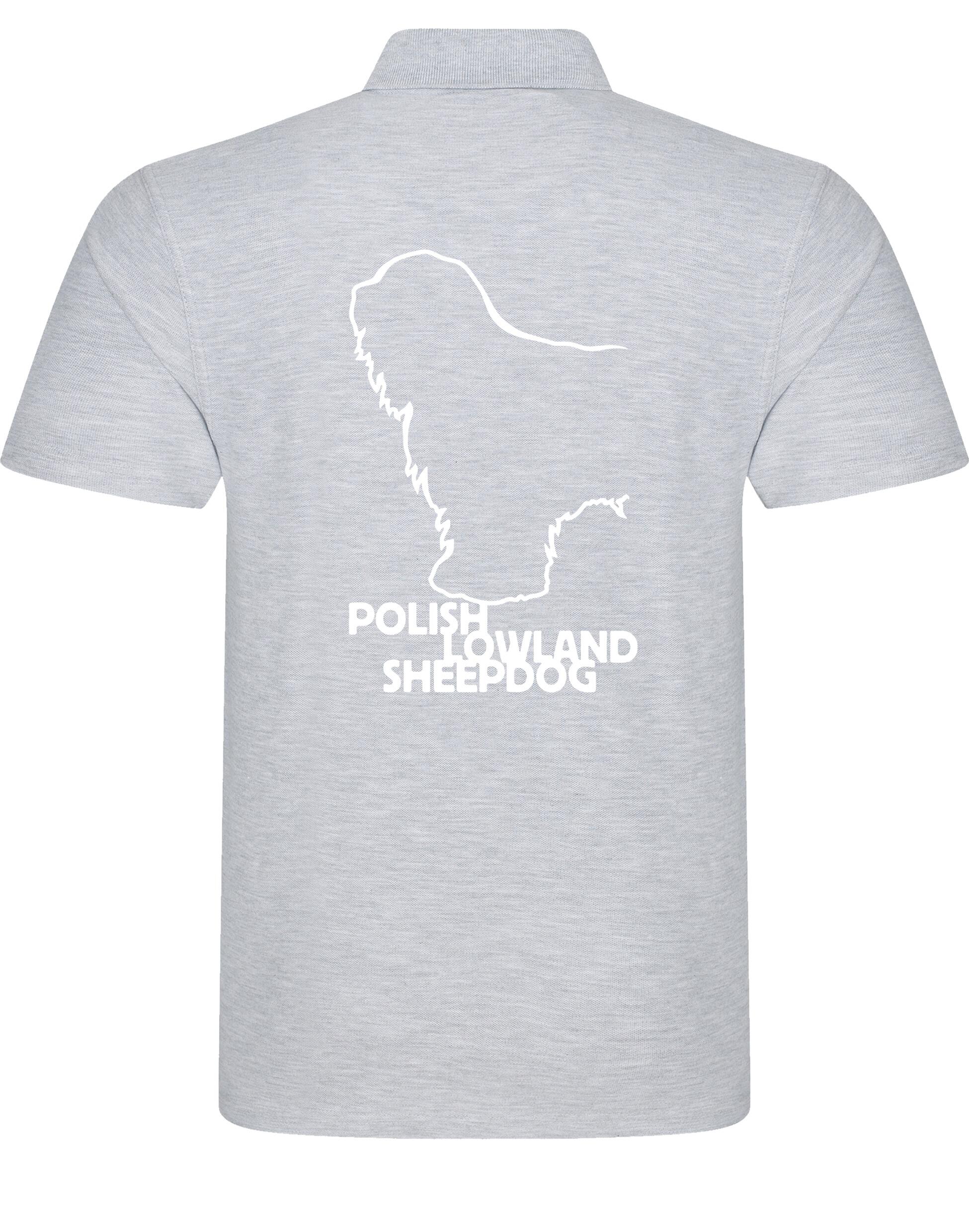 Polish Lowland Sheepdog Unisex Cotton Polo featuring exclusive breed artwork, breathable cotton fabric, and a relaxed fit for comfort and style.