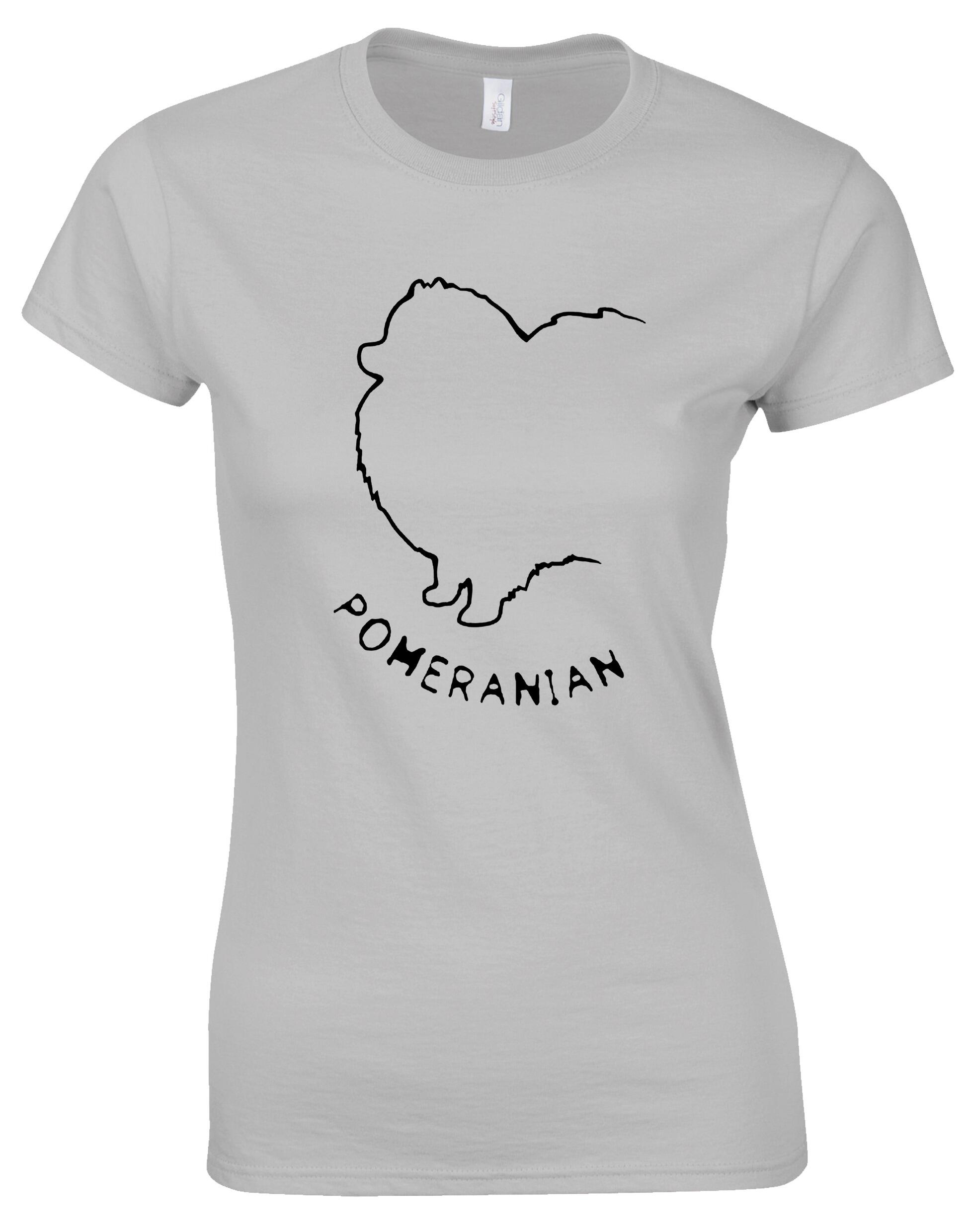 Pomeranian Female Roundneck T-Shirt featuring exclusive breed artwork, a flattering feminine fit, and breathable cotton fabric for all-day comfort.