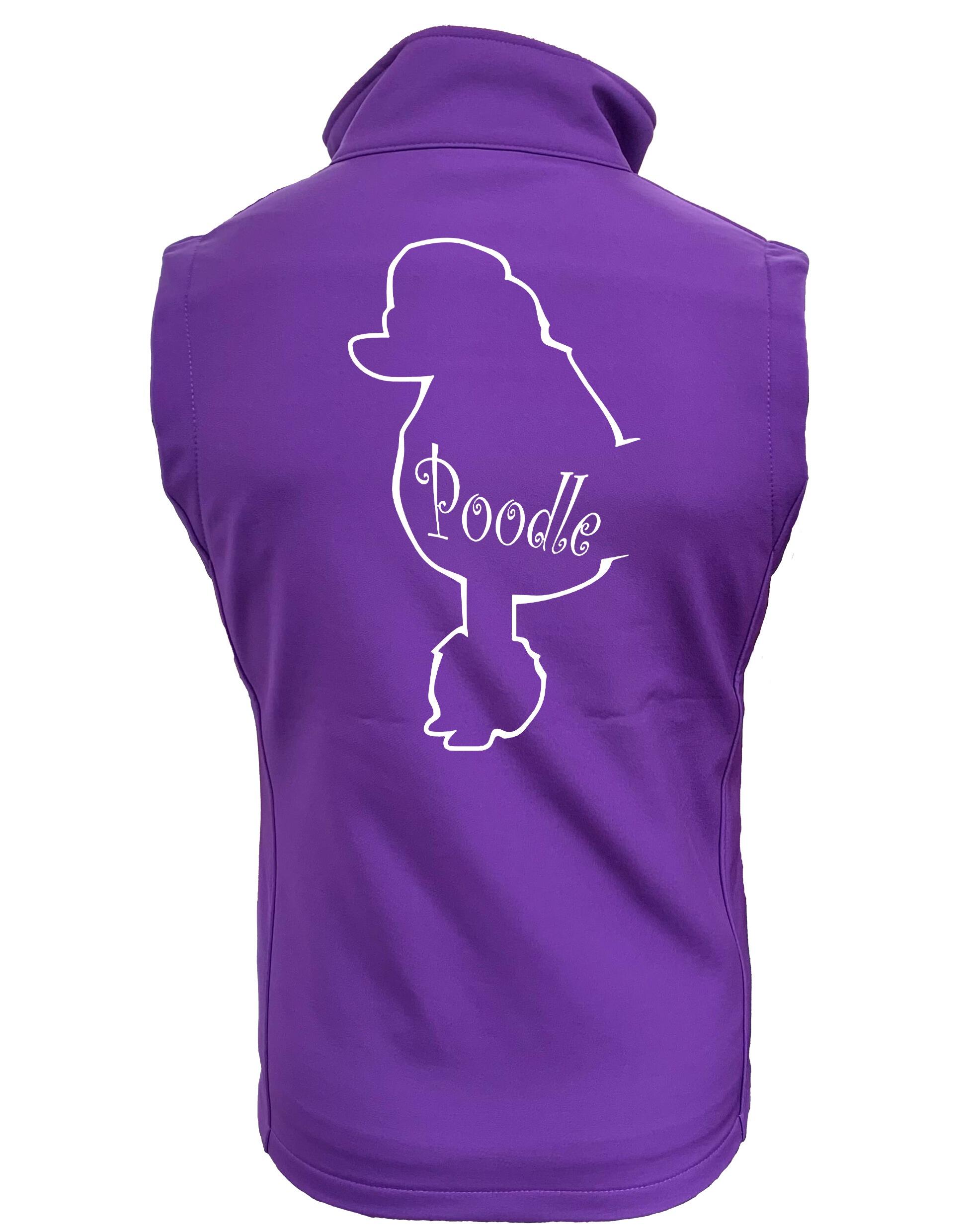 Poodle Women’s Softshell Jacket featuring exclusive breed artwork, fleece lining, and water-resistant fabric for stylish outdoor comfort.