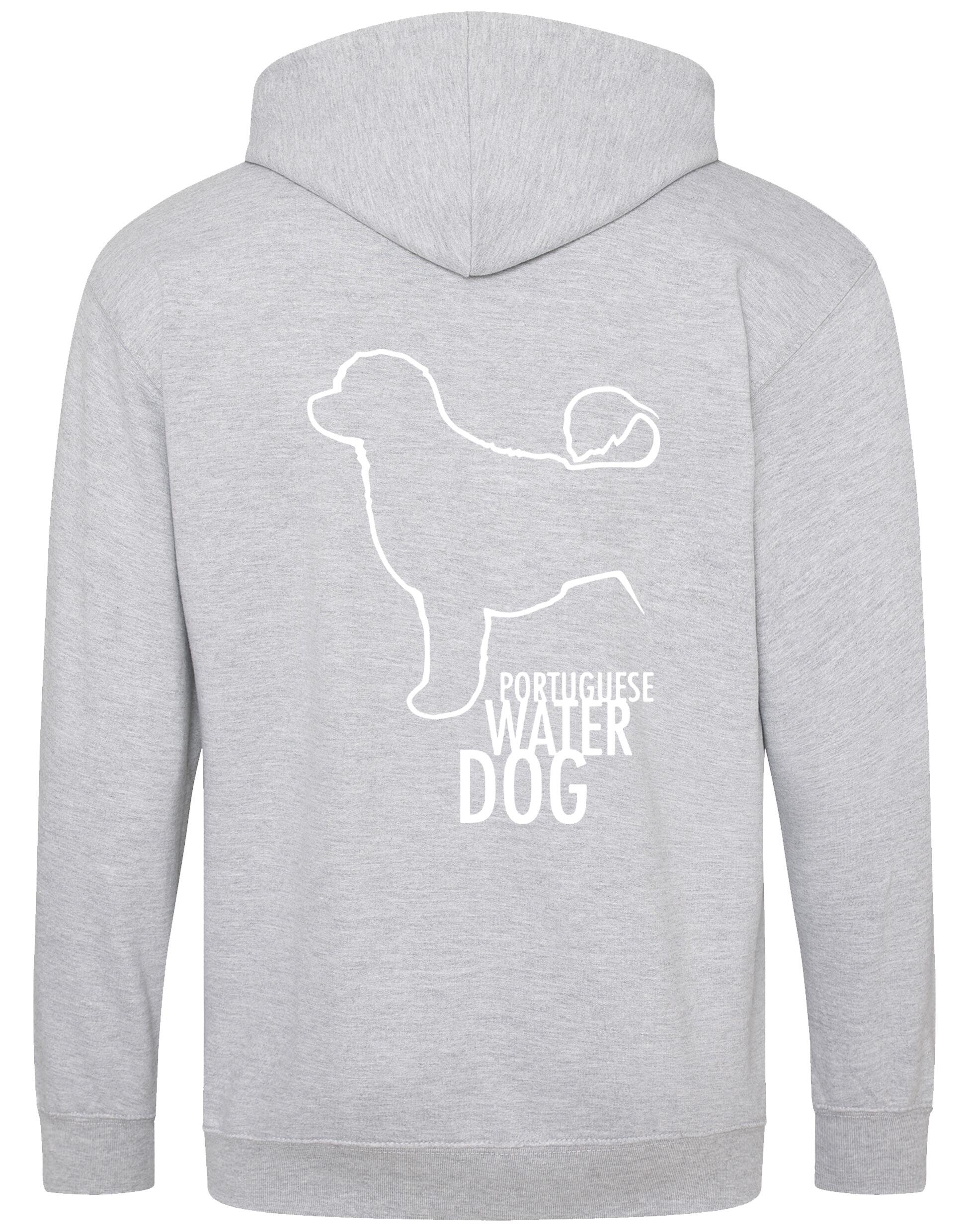 Portuguese Water Dog Zipped Hoodie featuring exclusive breed artwork, premium heavy-blend fabric with brushed fleece interior, full-zip closure, and practical design for versatile, stylish comfort.