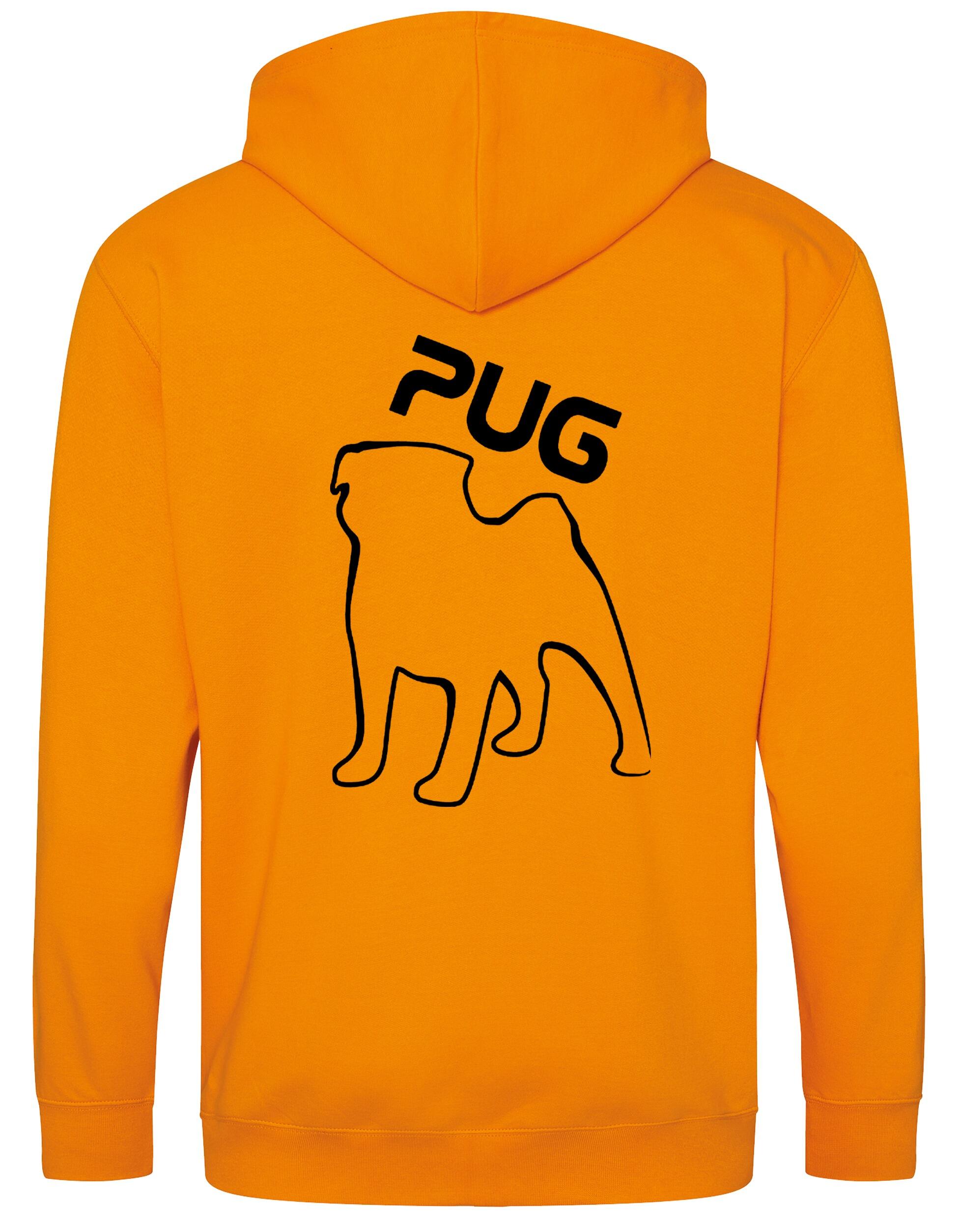 Unisex Pug (Outline) Zipped Hoodie featuring exclusive outline artwork, crafted from heavy-blend fabric with a brushed fleece interior, a full-zip closure, and a spacious kangaroo pocket for stylish, cozy comfort.