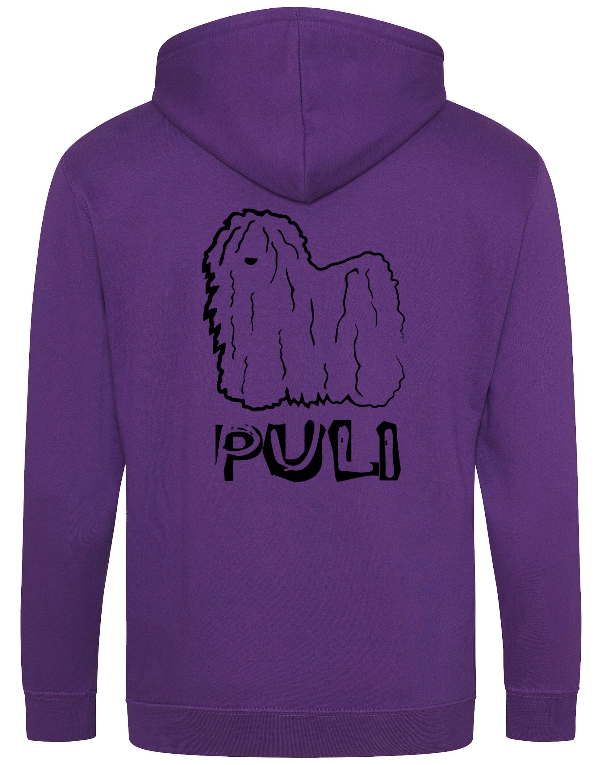 Unisex Hungarian Puli Zipped Hoodie featuring exclusive breed artwork with personalization options, crafted from heavy-blend fabric with a cozy brushed fleece interior, a full-zip closure, and a spacious kangaroo pocket for stylish, comfortable outdoor wear.