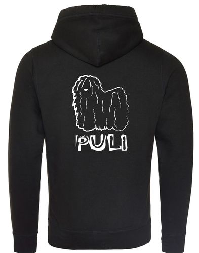 Unisex Hungarian Puli Crossneck Pullover Hoodie featuring exclusive breed artwork, crafted from premium heavy-blend fabric with a cozy brushed fleece interior, a spacious kangaroo pocket, and a modern crossneck design for stylish, comfortable outdoor wear.