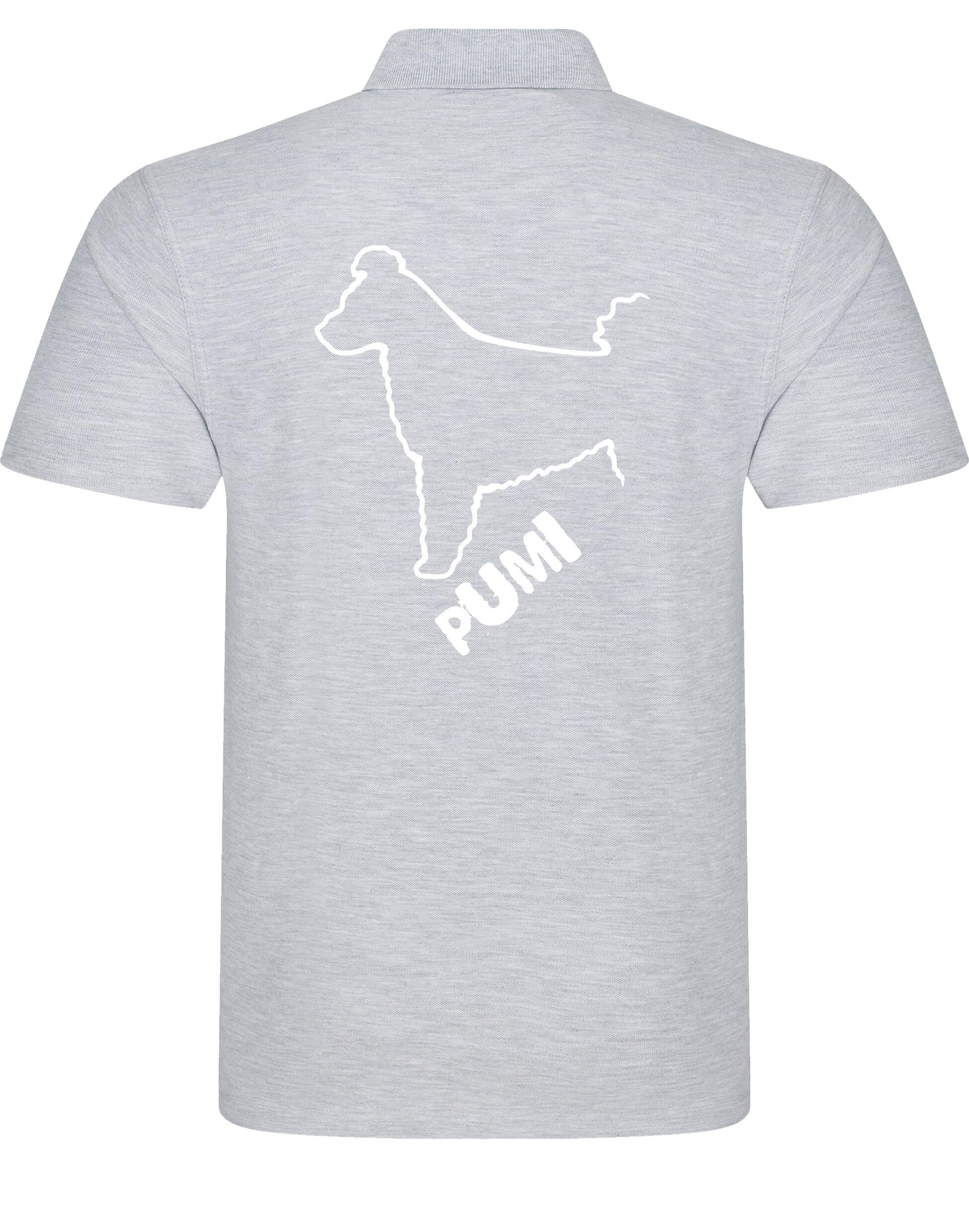 Unisex Hungarian Pumi Cotton Polo featuring exclusive breed artwork, crafted from premium breathable cotton for all-day comfort and a relaxed, stylish fit, perfect for Hungarian Pumi enthusiasts.