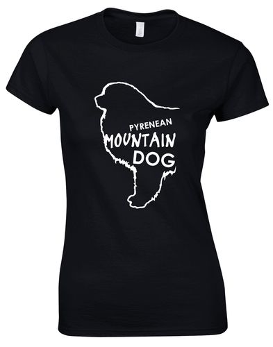 Female Roundneck T-shirt featuring exclusive Pyrenean Mountain Dog artwork, crafted from premium breathable cotton for all-day comfort and a flattering feminine fit, perfect for Pyrenean Mountain Dog enthusiasts.