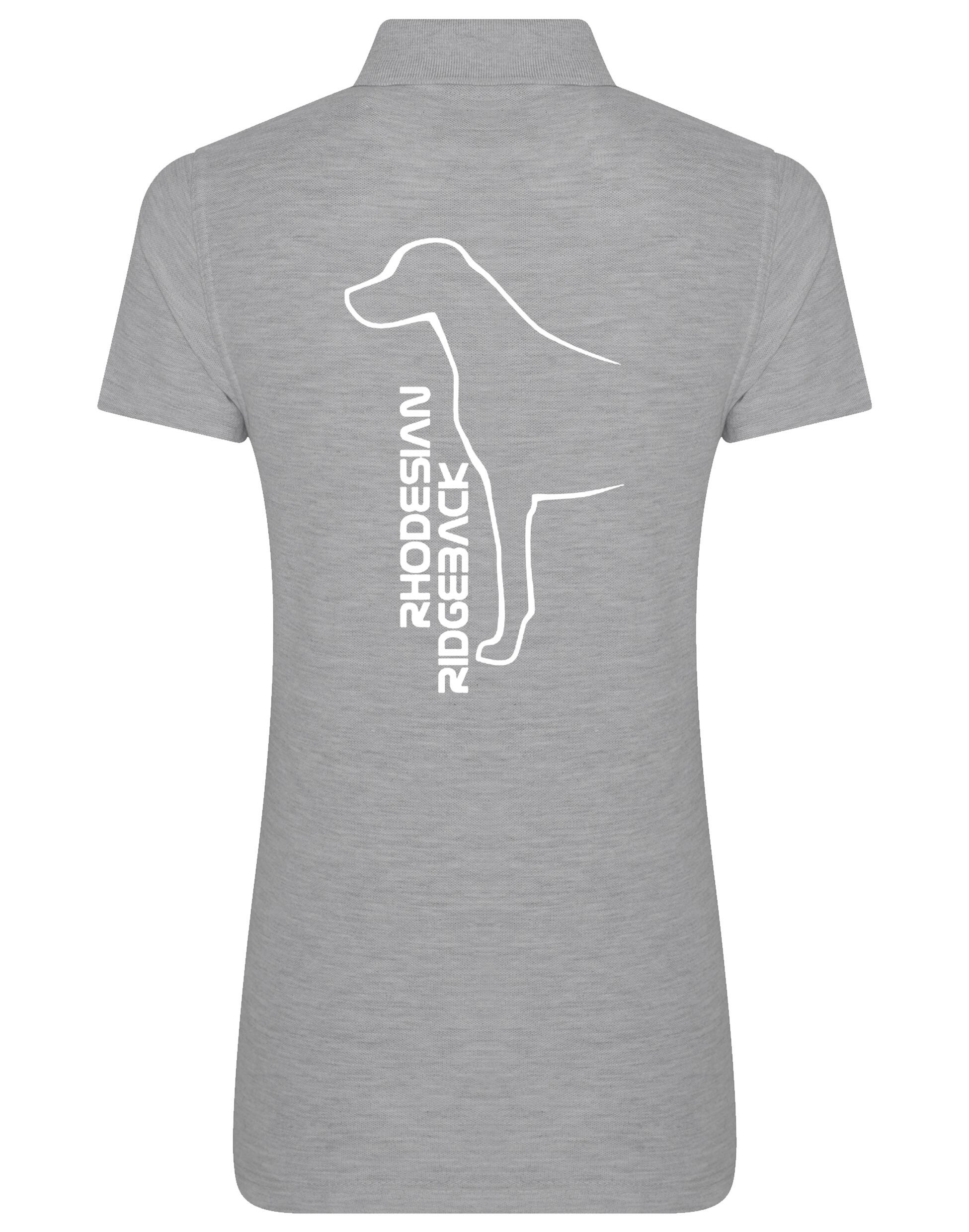 Rhodesian Ridgeback Women’s Cotton Polo featuring exclusive breed artwork, soft breathable cotton fabric, structured collar, flattering feminine fit, and polished design for breed enthusiasts.