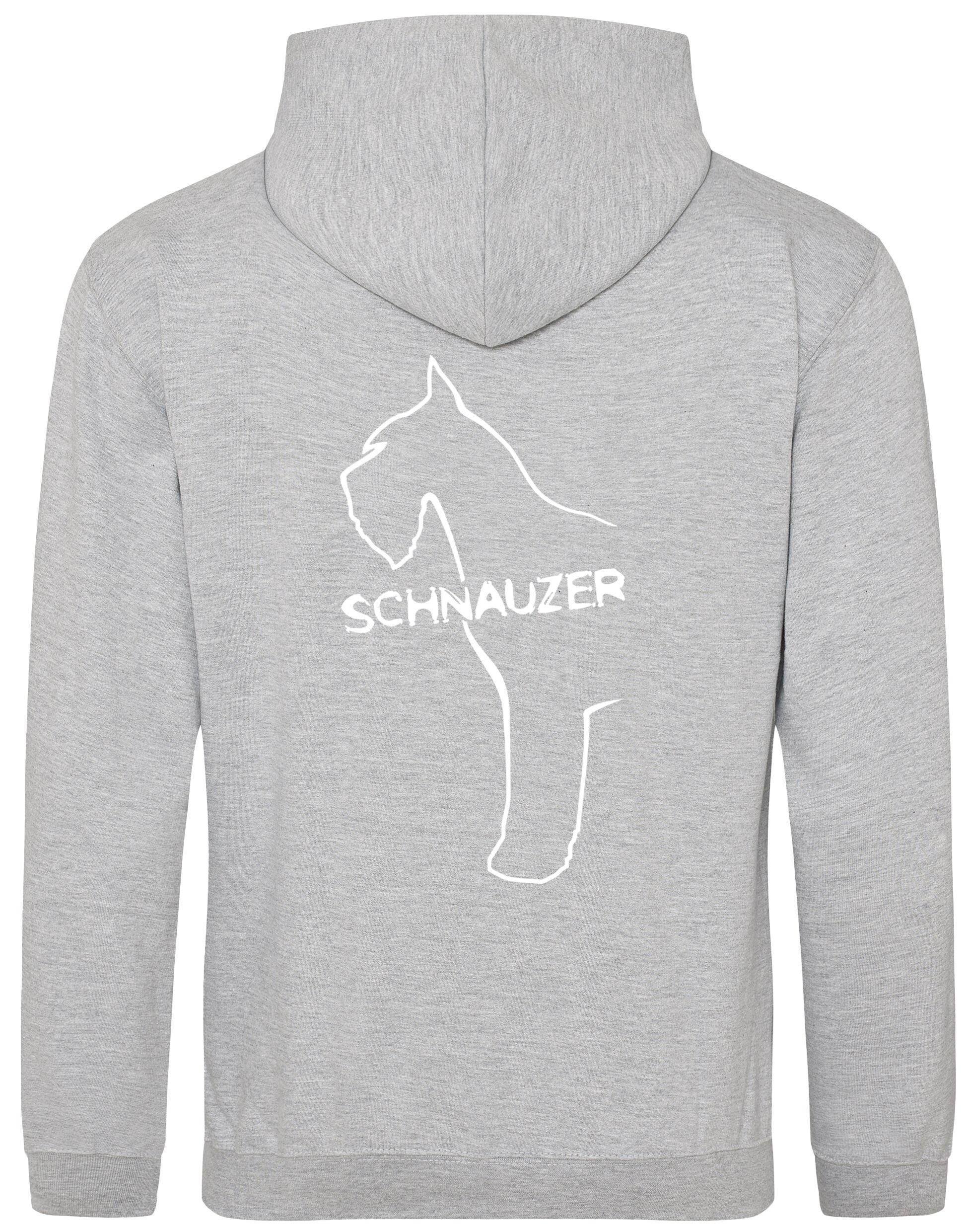 Schnauzer Design Pullover Hoodie featuring exclusive breed artwork, customizable options, and high-quality heavy-blend fabric for warmth and style.