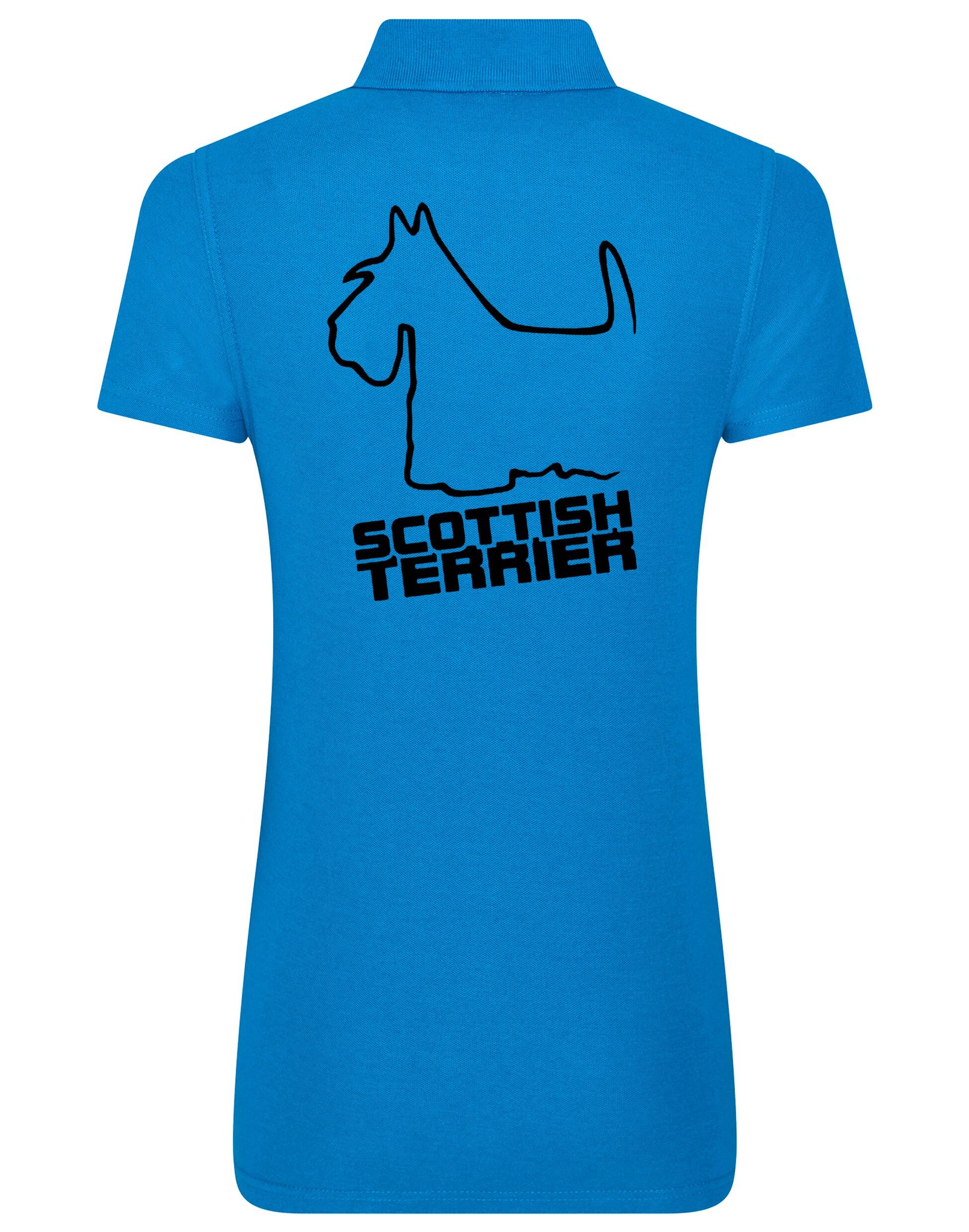 Scottish Terrier Women's Cotton Polo featuring exclusive breed artwork, breathable premium cotton fabric, and flattering feminine fit.