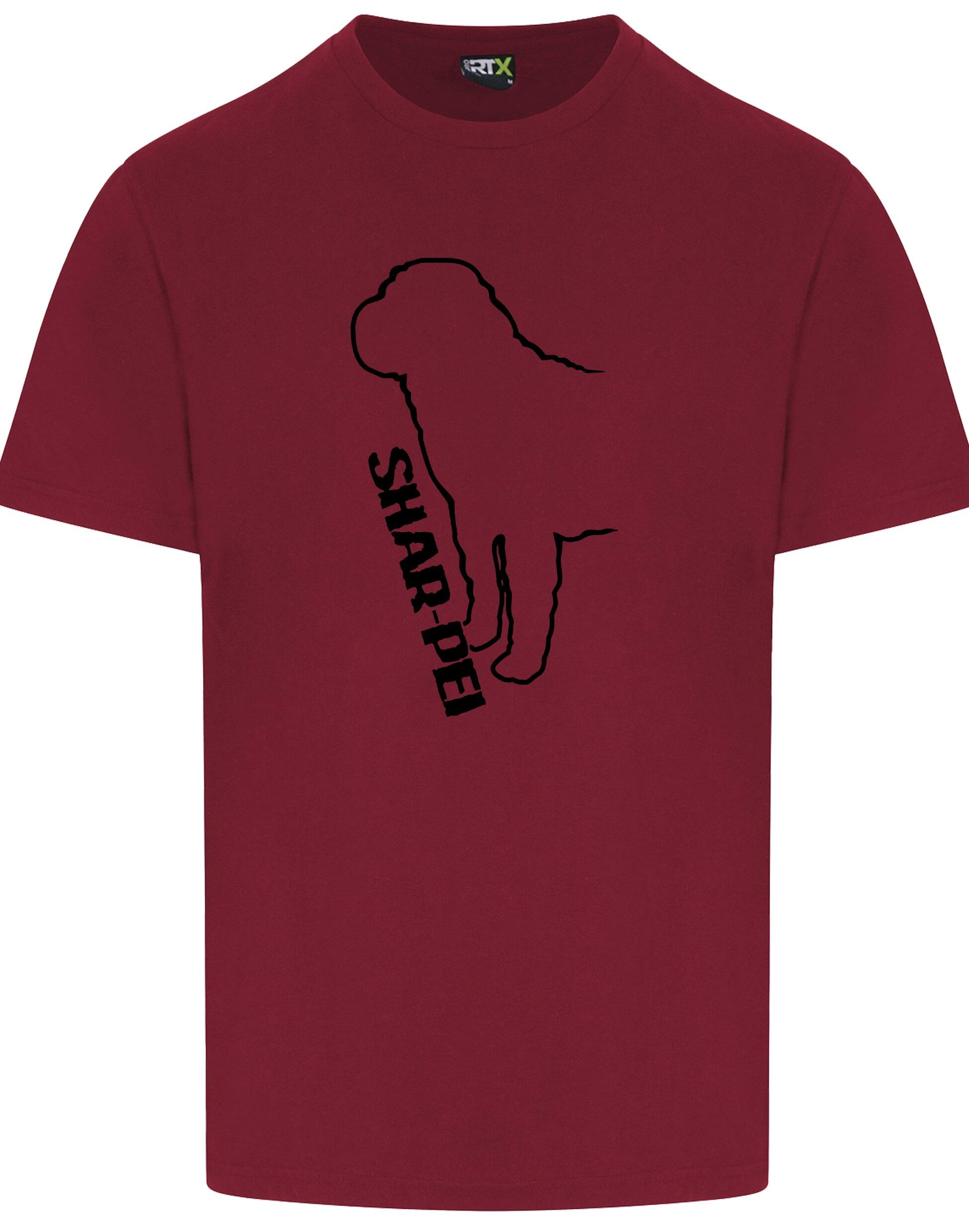 Unisex Roundneck T-shirt featuring exclusive Shar Pei graphic design.