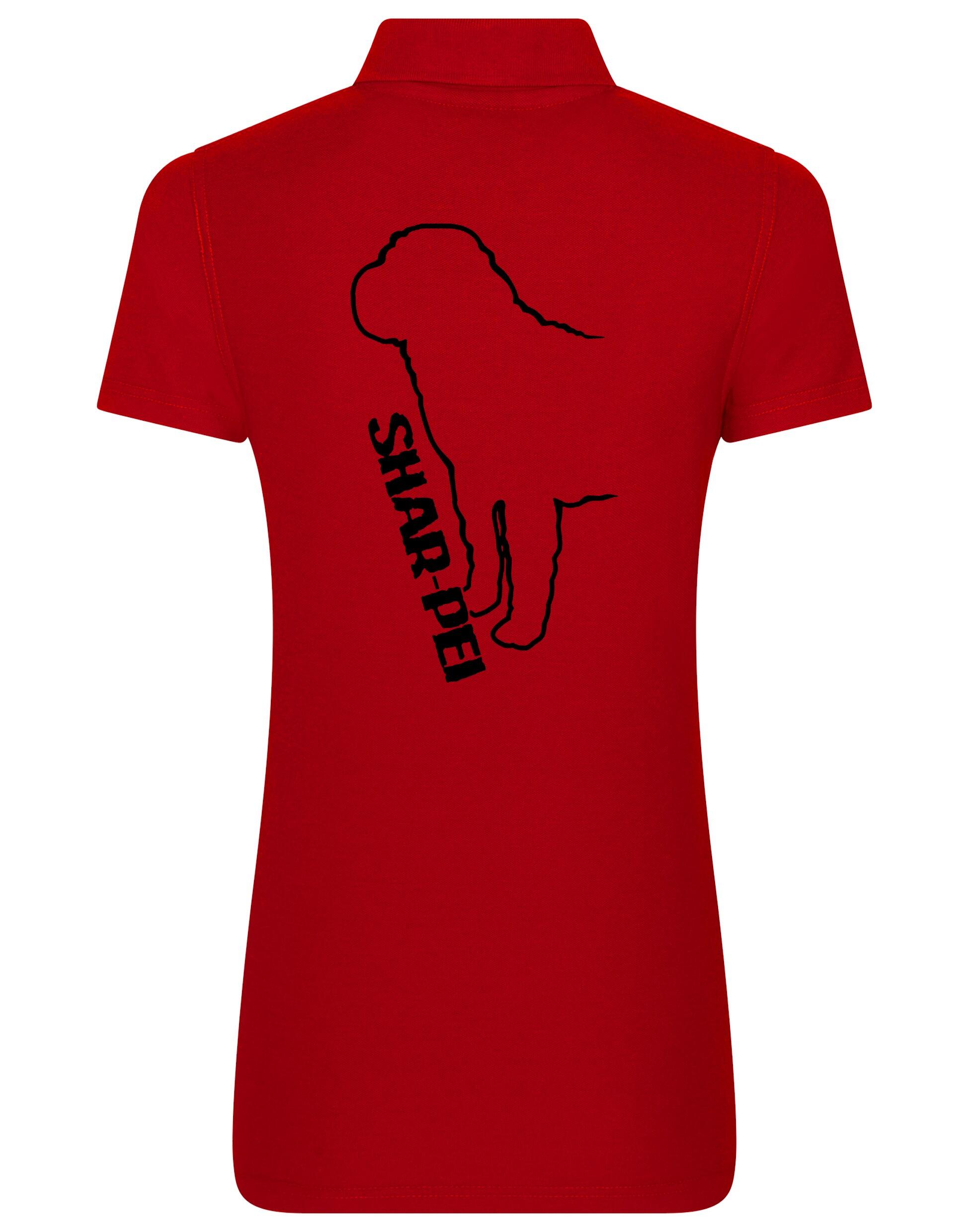 Women's Cotton Polo featuring exclusive Shar Pei graphic design.