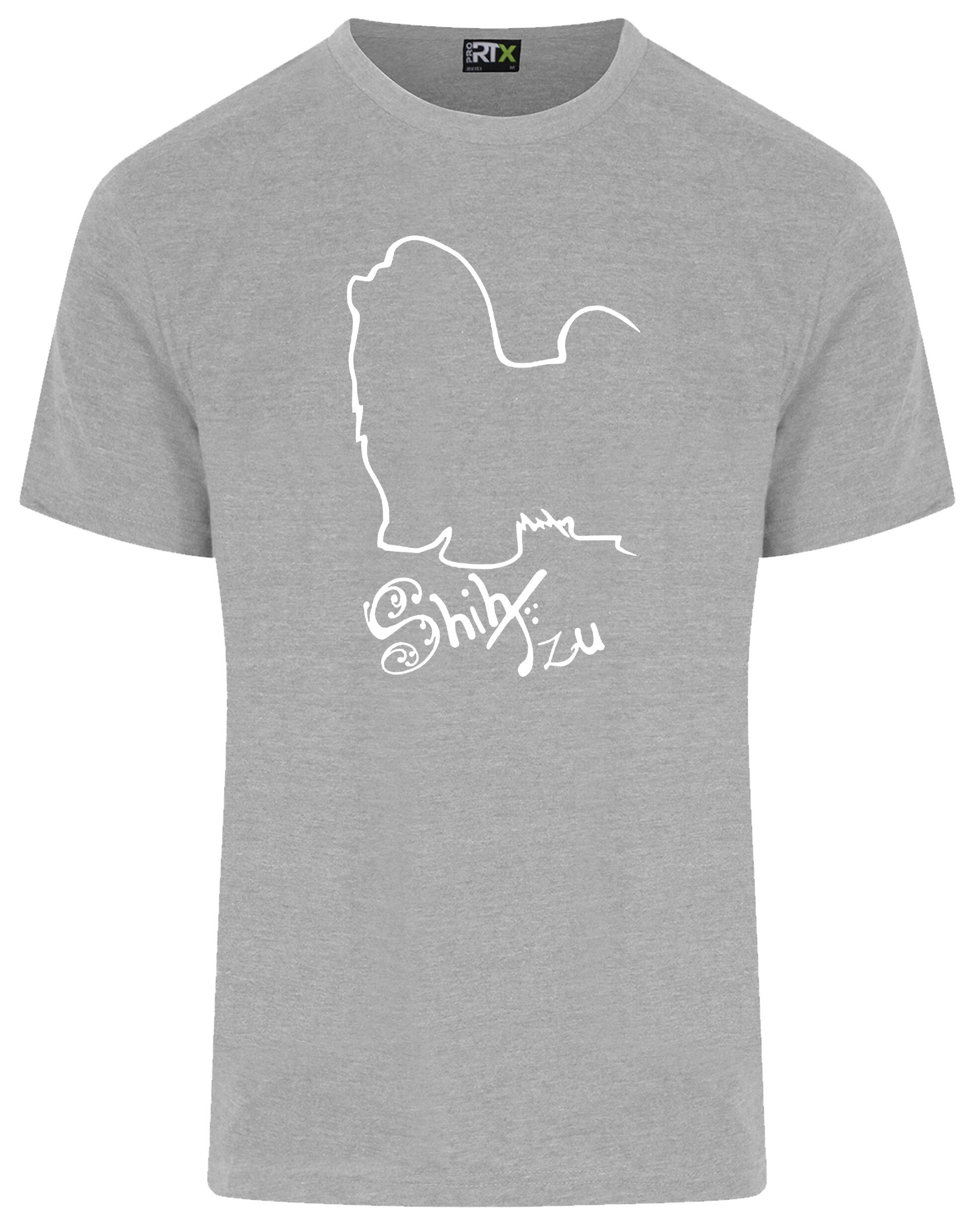 Unisex cotton roundneck T-shirt featuring a detailed Shih Tzu graphic on the front, lightweight and breathable with a relaxed fit suitable for all body types. Ideal for casual wear or breed events.