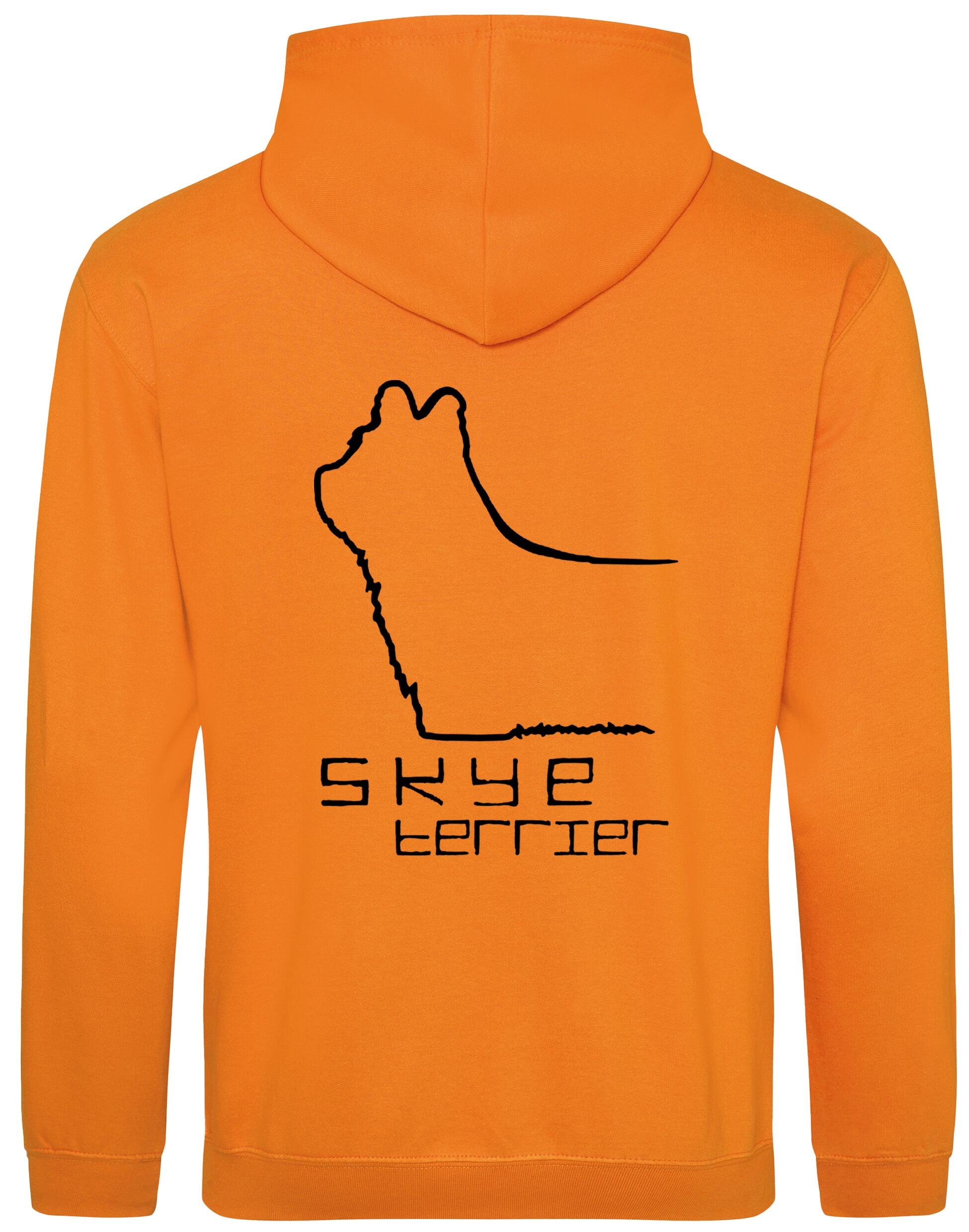 Pullover hoodie featuring exclusive Skye Terrier artwork on the back and paw prints on the front, with a brushed fleece interior, double-fabric hood, and kangaroo pocket. Ideal for Skye Terrier lovers seeking comfort and style.