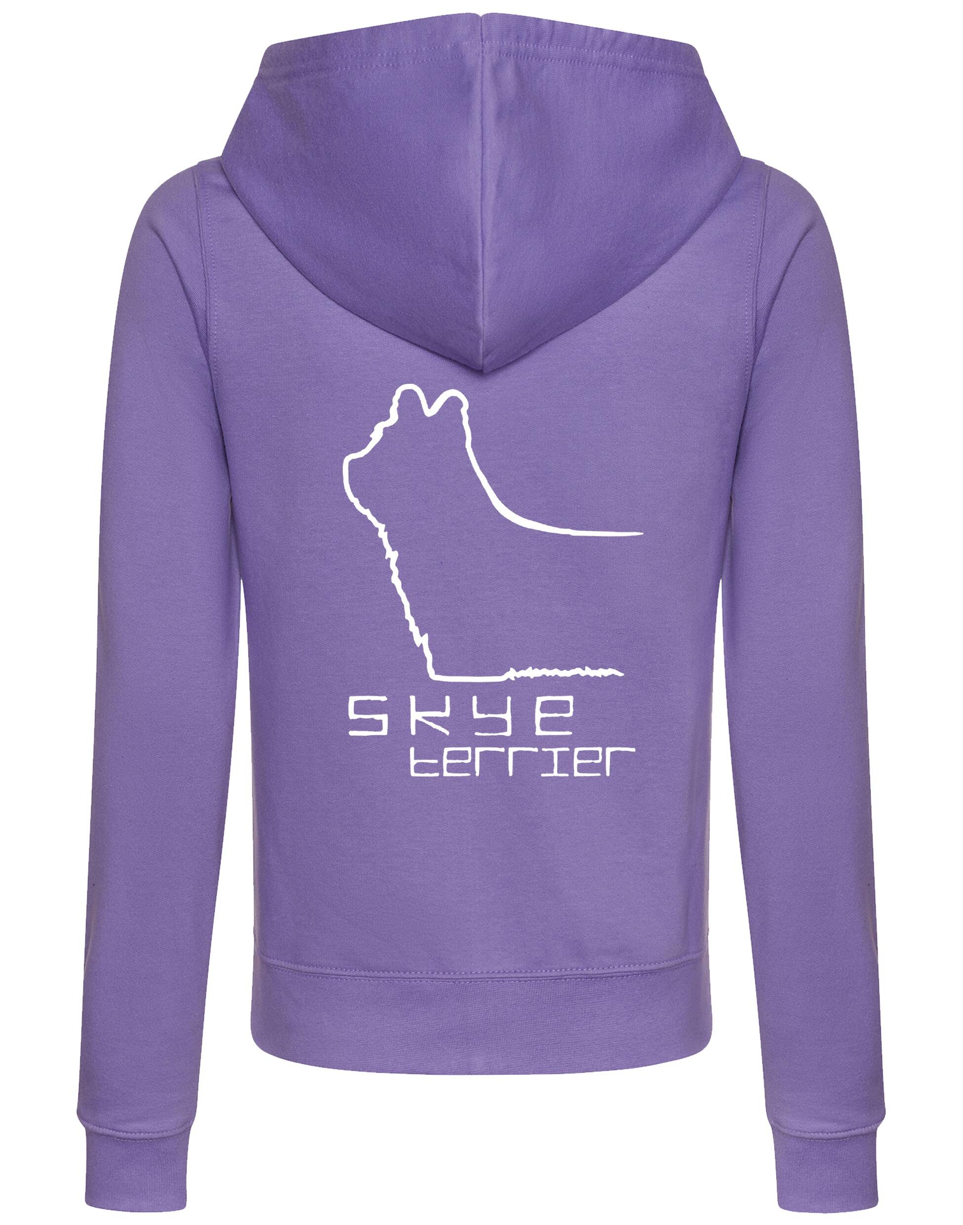 Women’s zipped hoodie featuring exclusive Skye Terrier artwork on the back, with front pockets and a cozy hood. Designed for comfort and style, perfect for Skye Terrier lovers attending dog shows or enjoying outdoor walks.