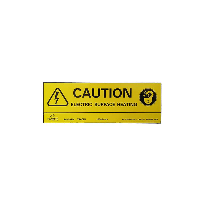 nVent RAychem warning label. Electric heat tracing. English