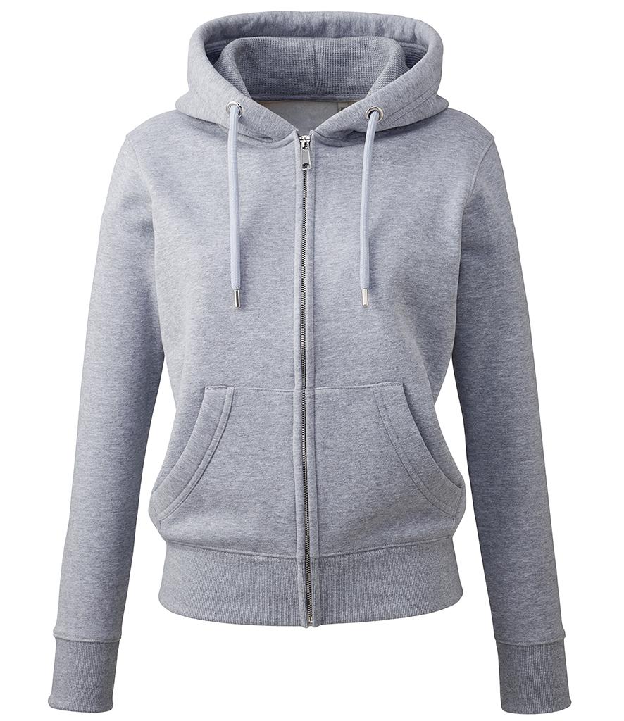 AM04 Anthem Ladies Organic Full Zip Hoodie grey marl